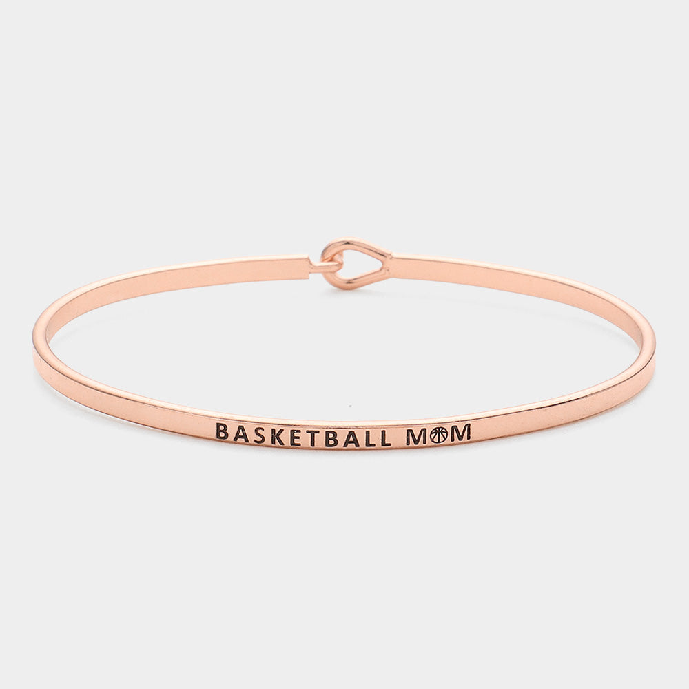 "Basketball Mom" Thin Brass Metal Hook Bracelet