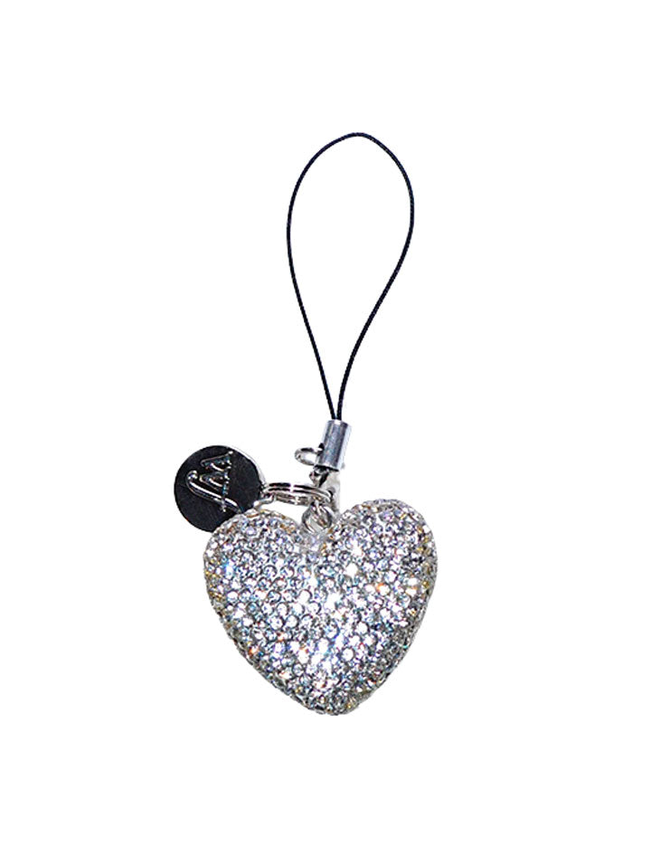 Rhinestone Heart Charm | White