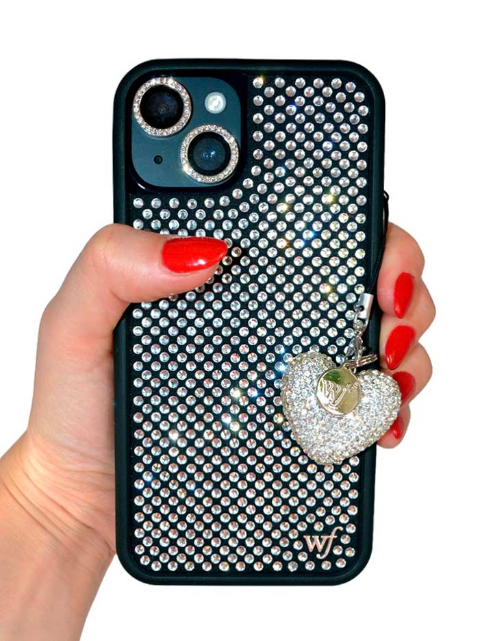 Rhinestone Heart Charm | White