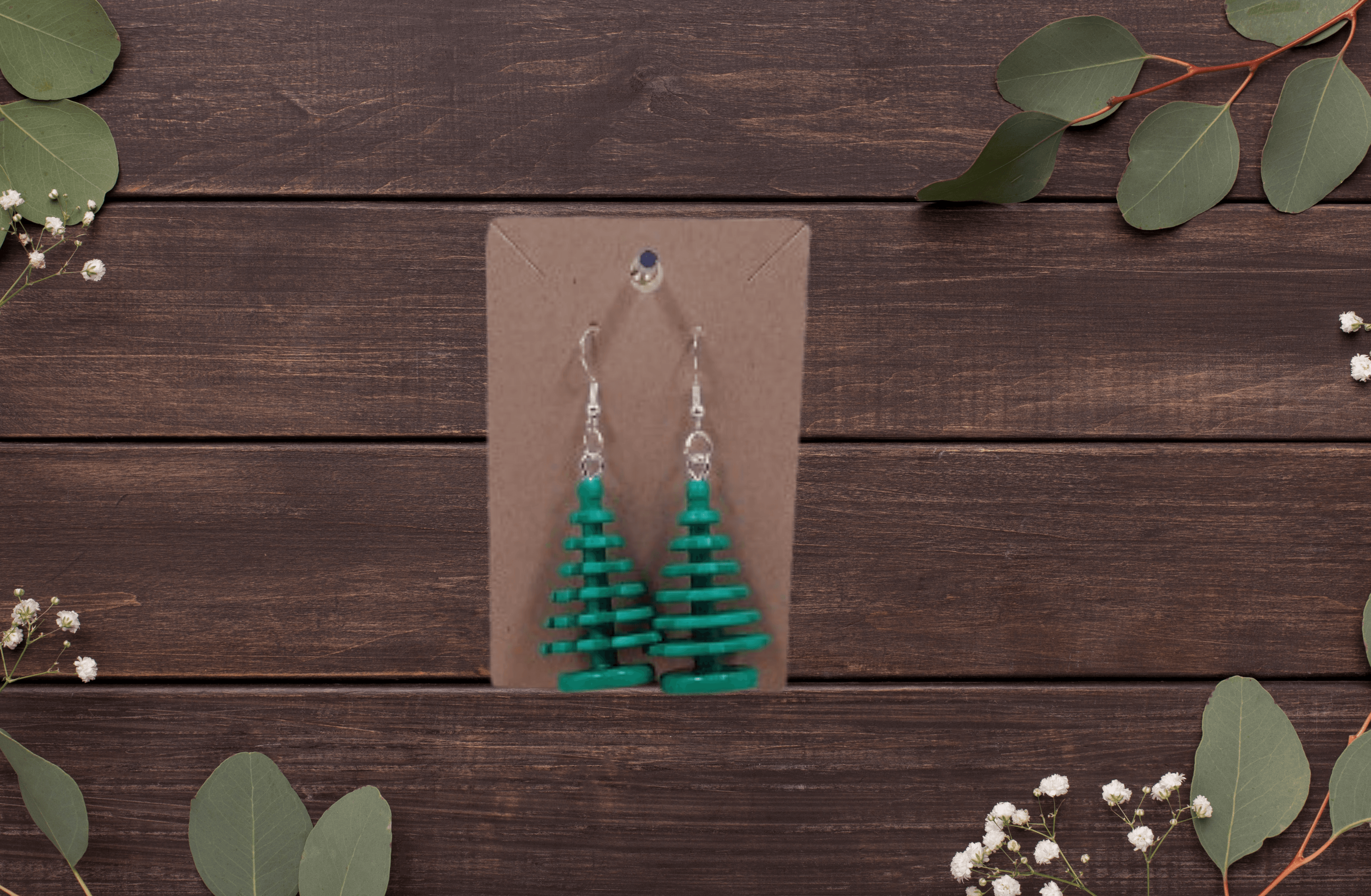 Lego® Molded Tree Dangling Silver Plated Hook Earrings