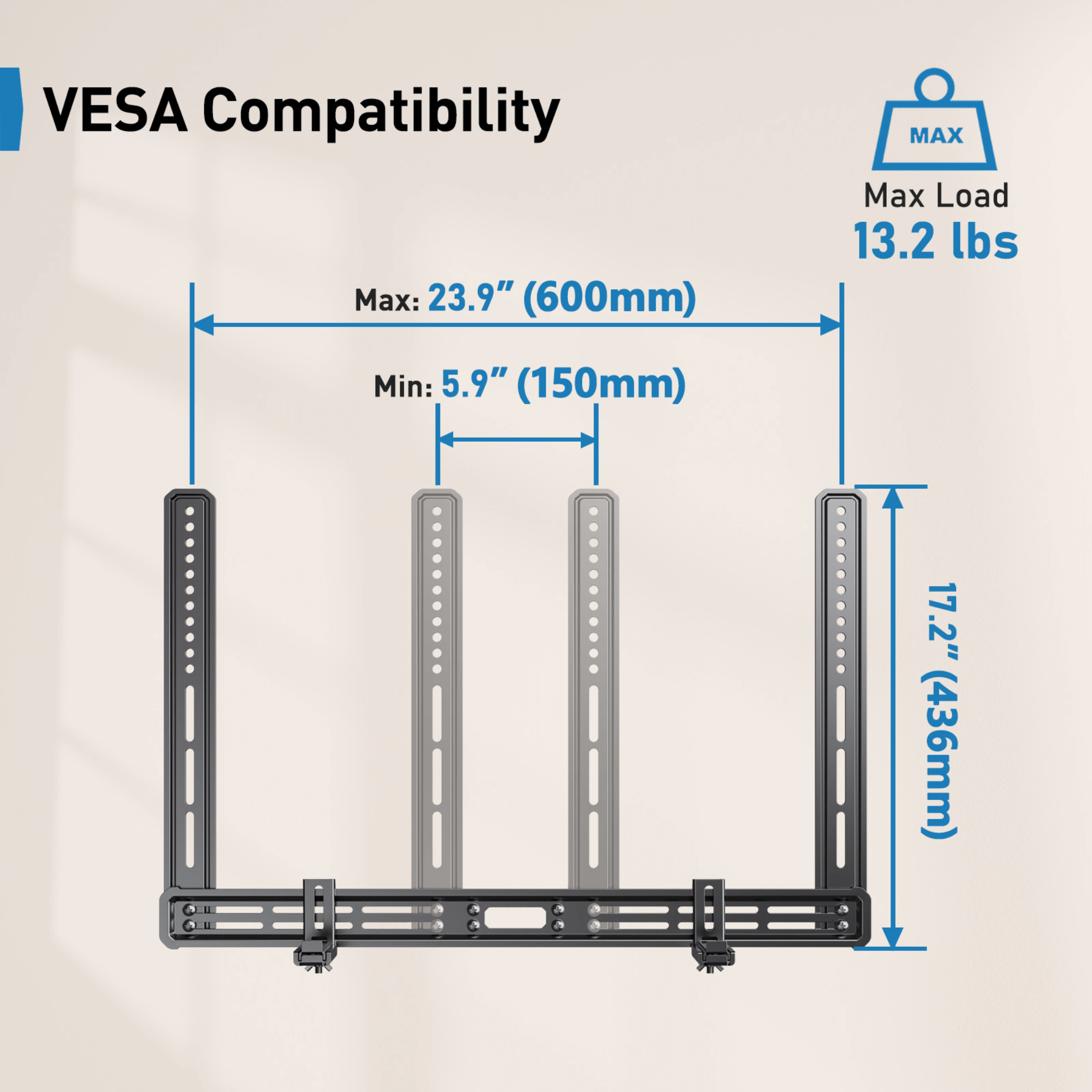 ErgoAV Universal Soundbar Mount Supports up to 13.2lbs