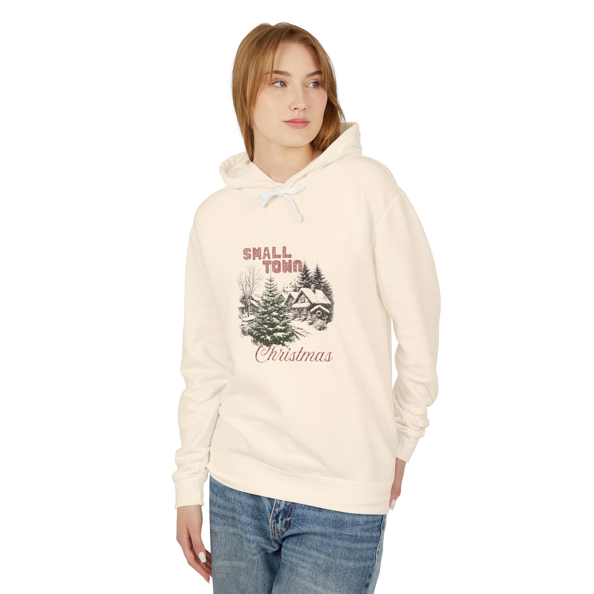 Small Town Christmas Women’s Hoodie – Cozy Holiday Lightweight Sweatshirt - 2 Colors!!