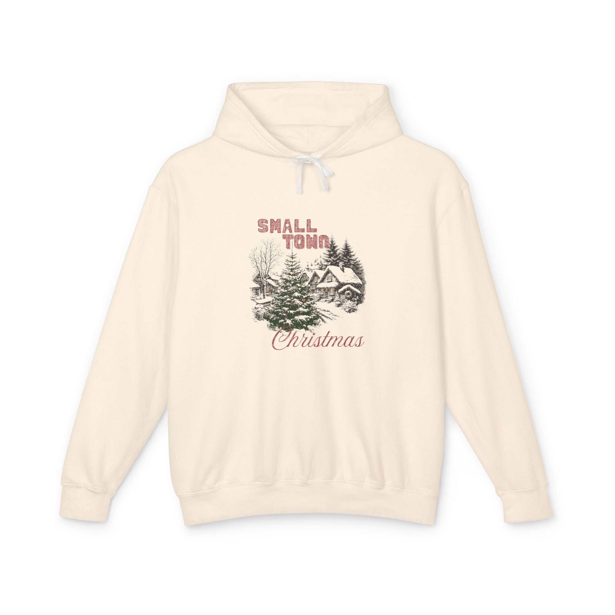 Small Town Christmas Women’s Hoodie – Cozy Holiday Lightweight Sweatshirt - 2 Colors!!