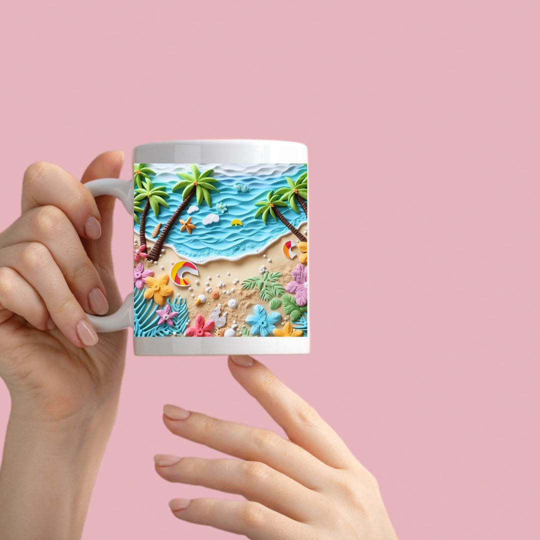 3D Beach Scene 11oz or 15oz Coffee Mug