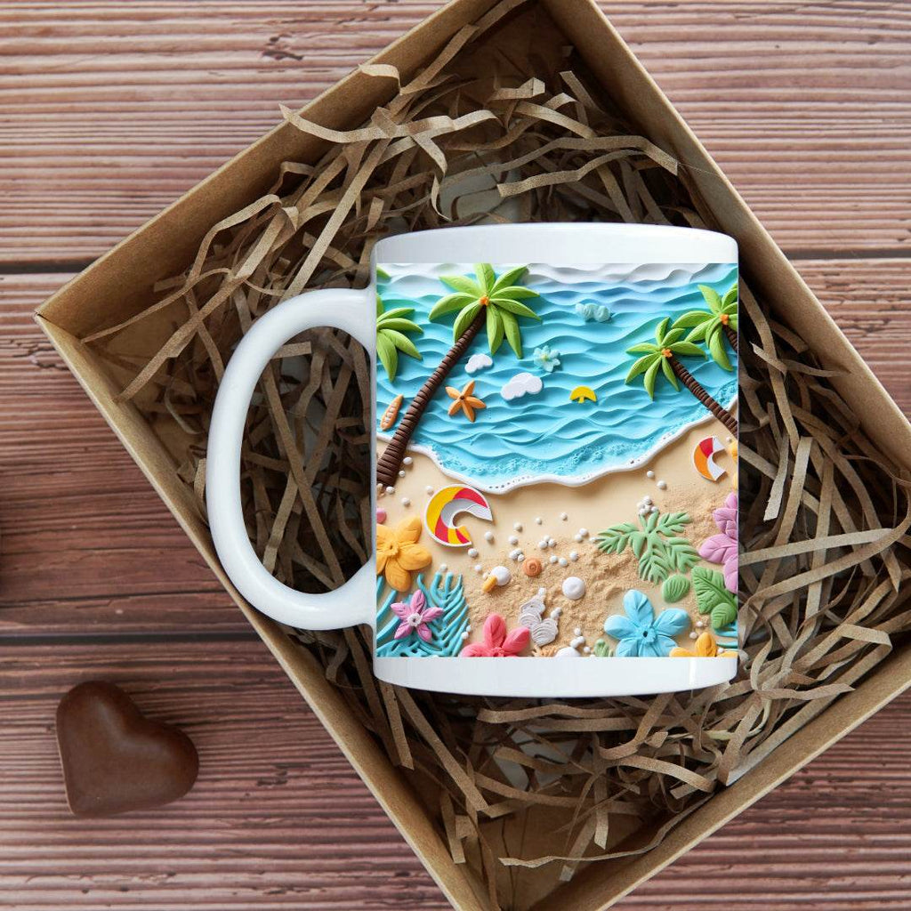 3D Beach Scene 11oz or 15oz Coffee Mug