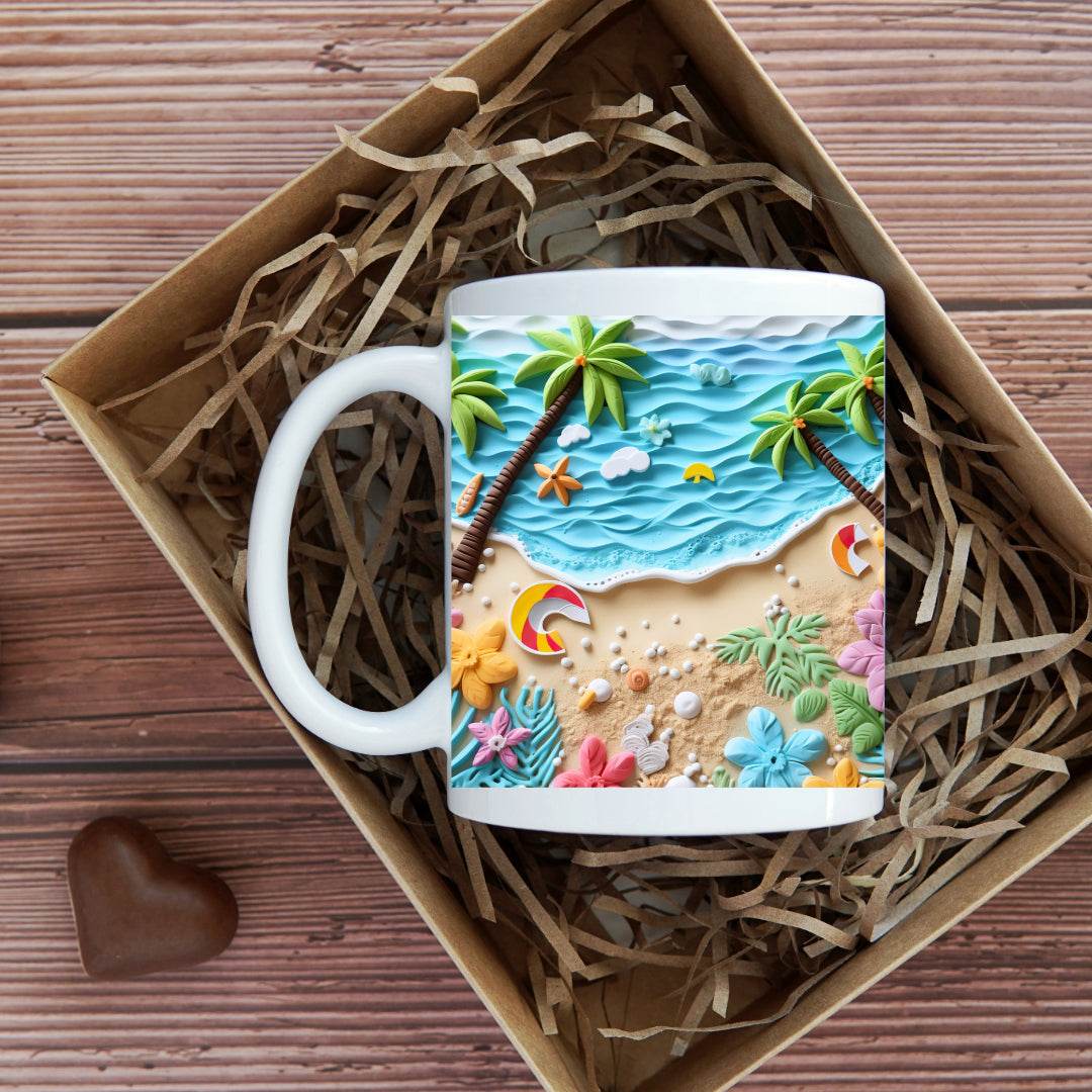 3D Beach Scene 11oz or 15oz Coffee Mug