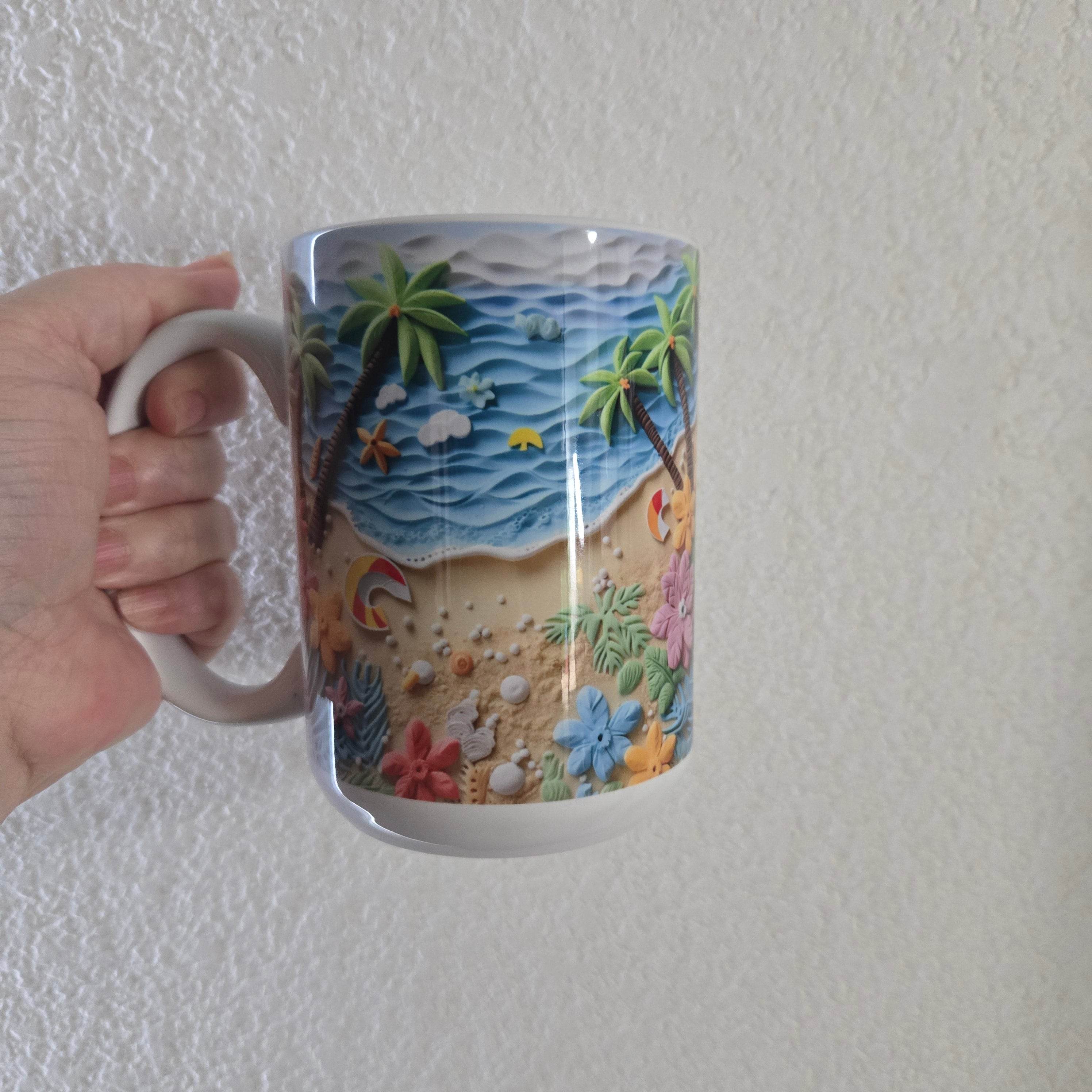 3D Beach Scene 11oz or 15oz Coffee Mug