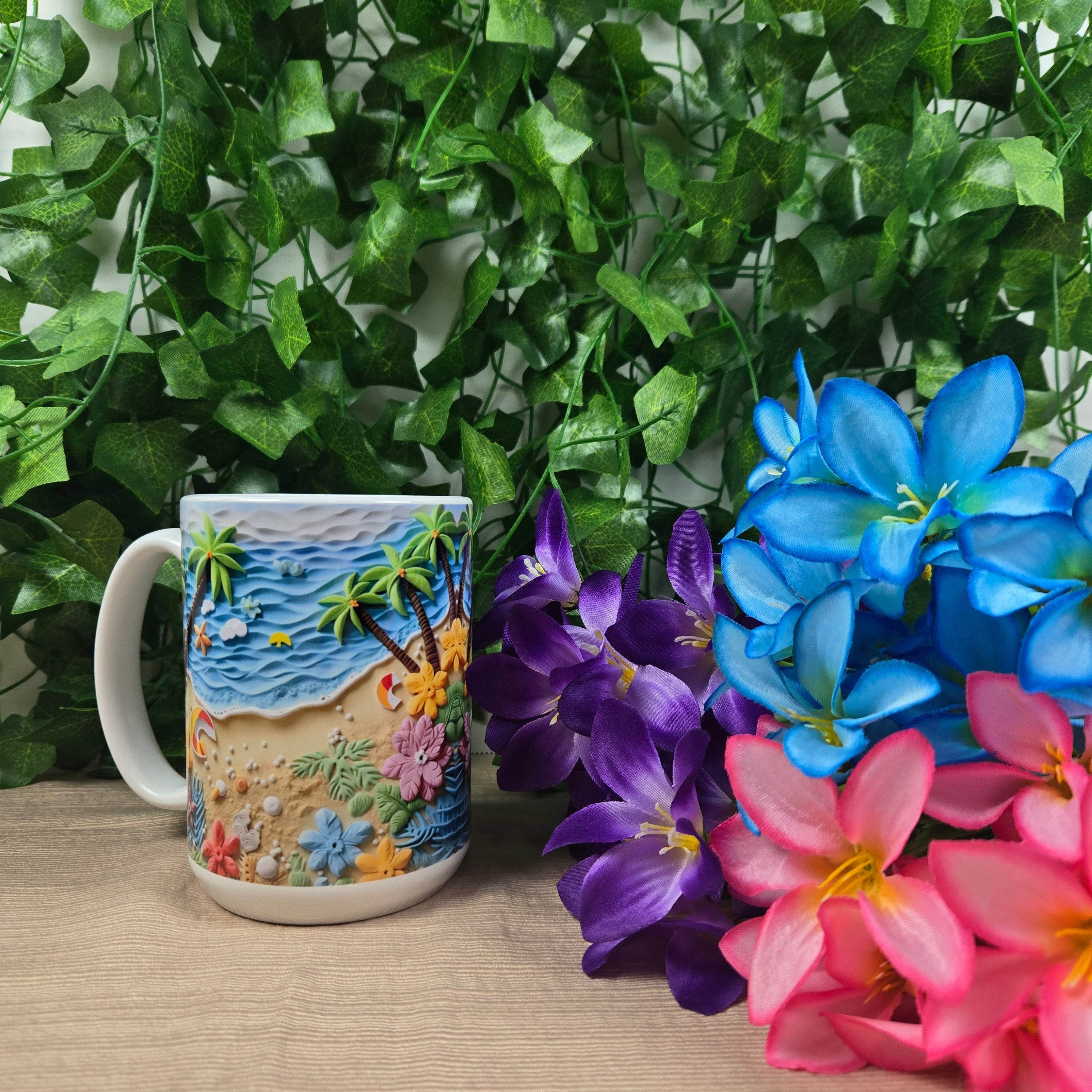 3D Beach Scene 11oz or 15oz Coffee Mug