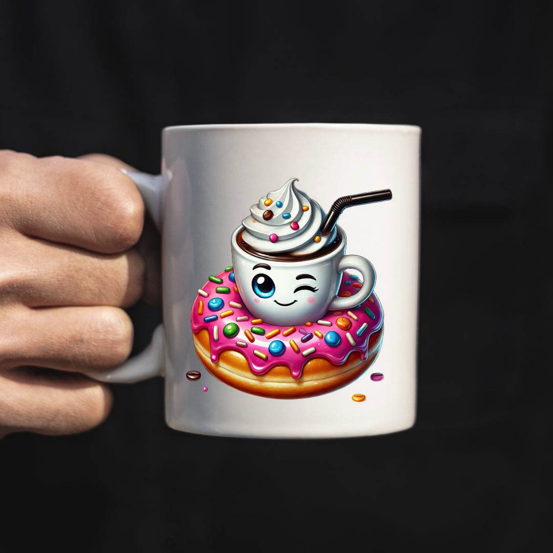 Hot Cocoa and Donut 11oz or 15oz Coffee Mug