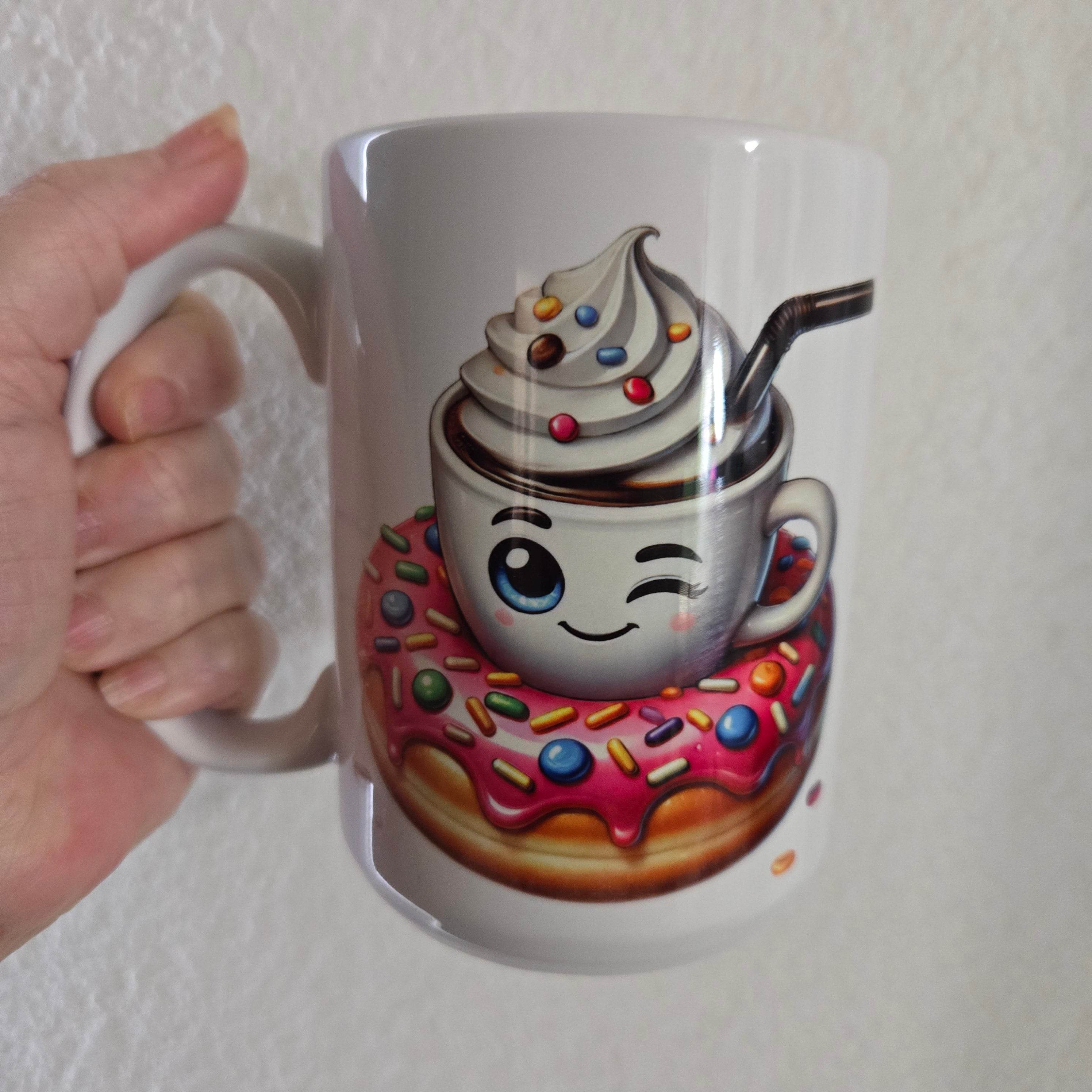 Hot Cocoa and Donut 11oz or 15oz Coffee Mug