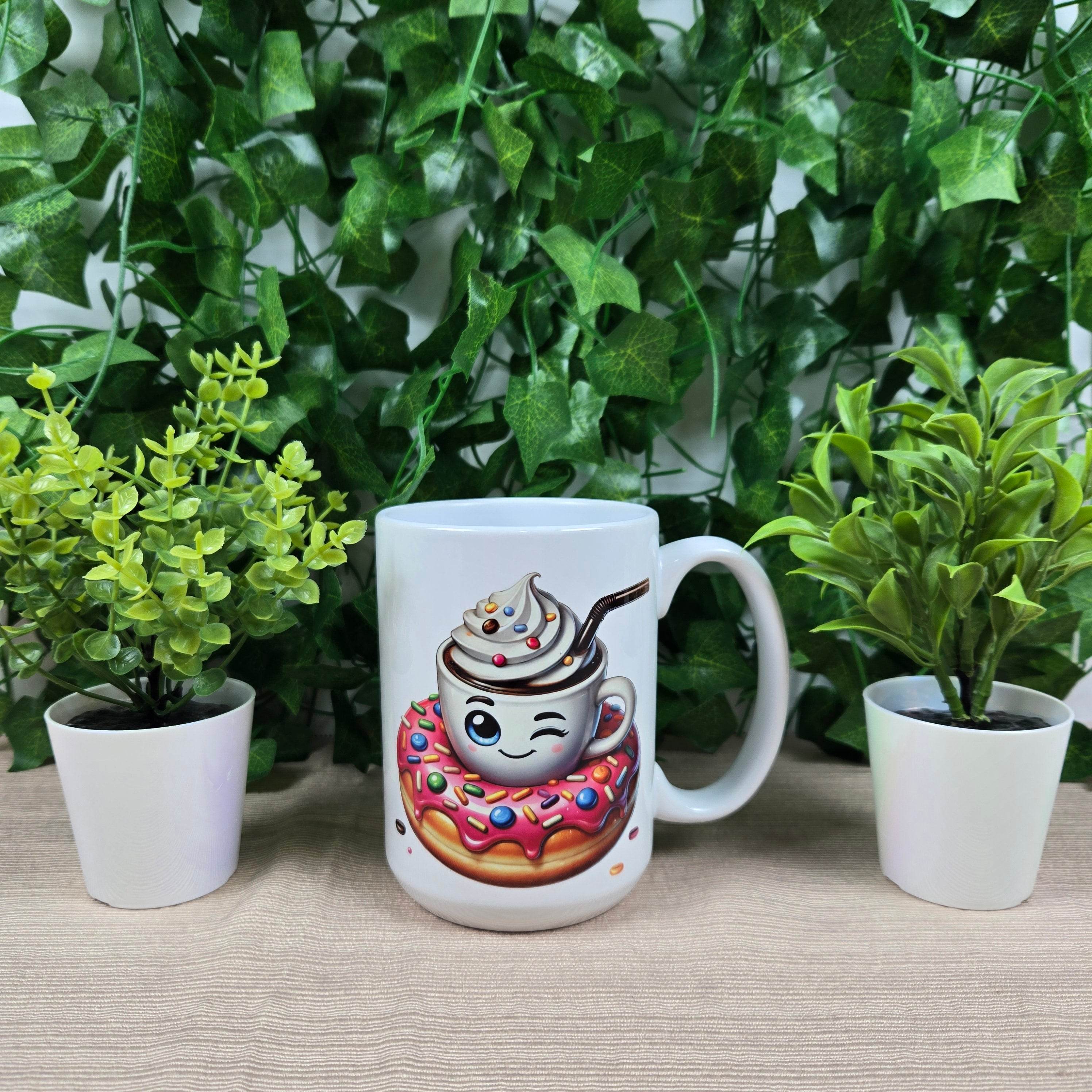 Hot Cocoa and Donut 11oz or 15oz Coffee Mug