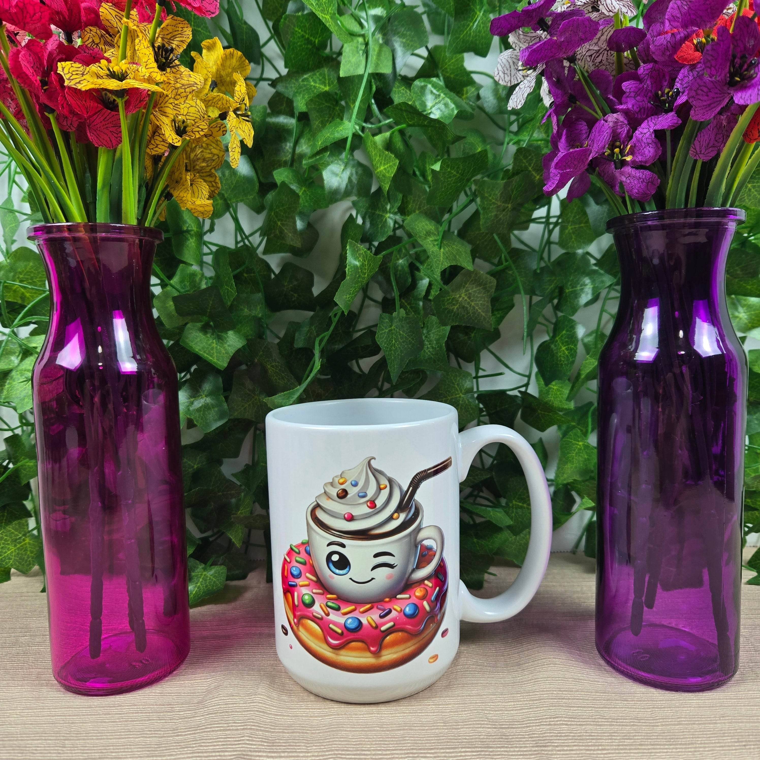 Hot Cocoa and Donut 11oz or 15oz Coffee Mug