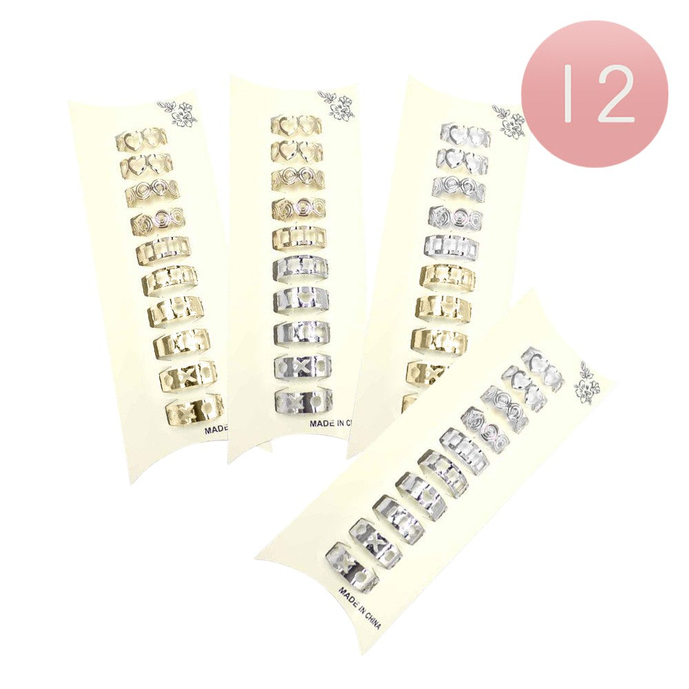 12 Set of 10 - Cut Out Heart XOXO Metal Toe Rings
