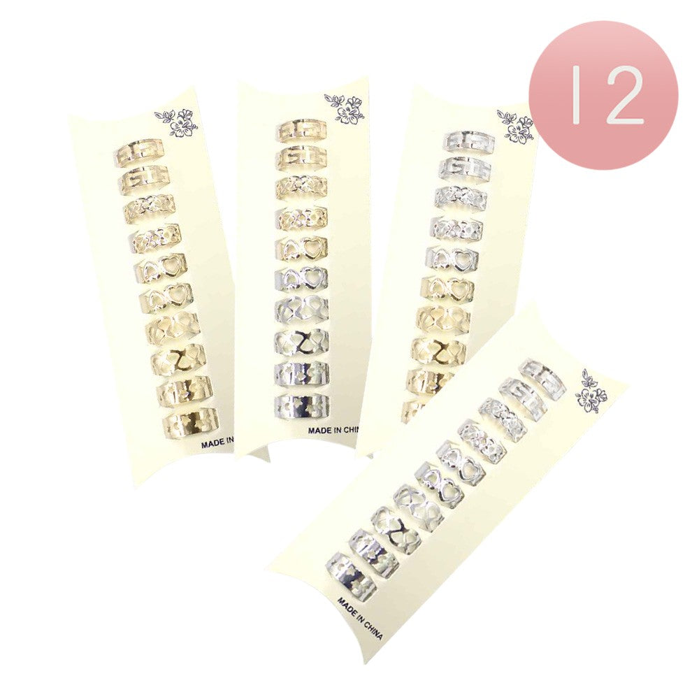 12 Set of 10 - Cut Out Heart Metal Toe Rings