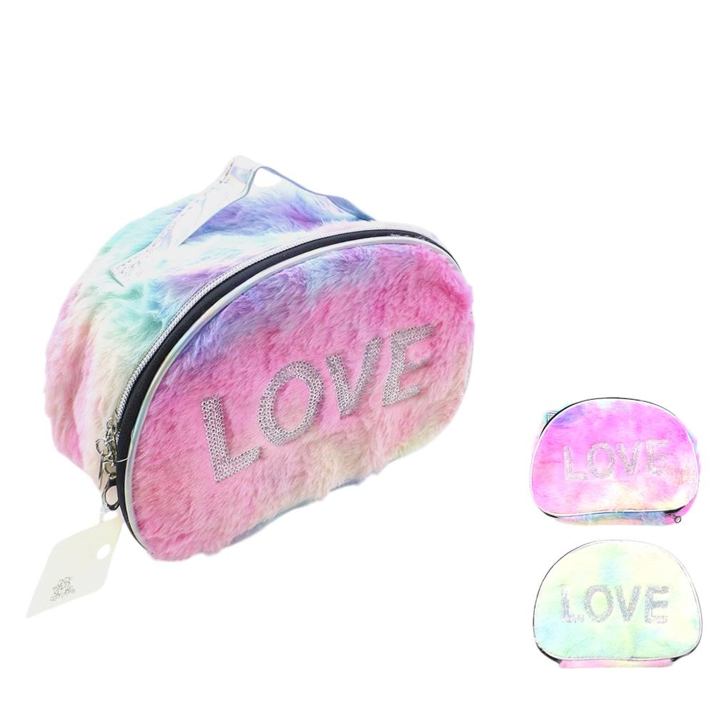 12PCS - Love Message Faux Fur Pouch Bags