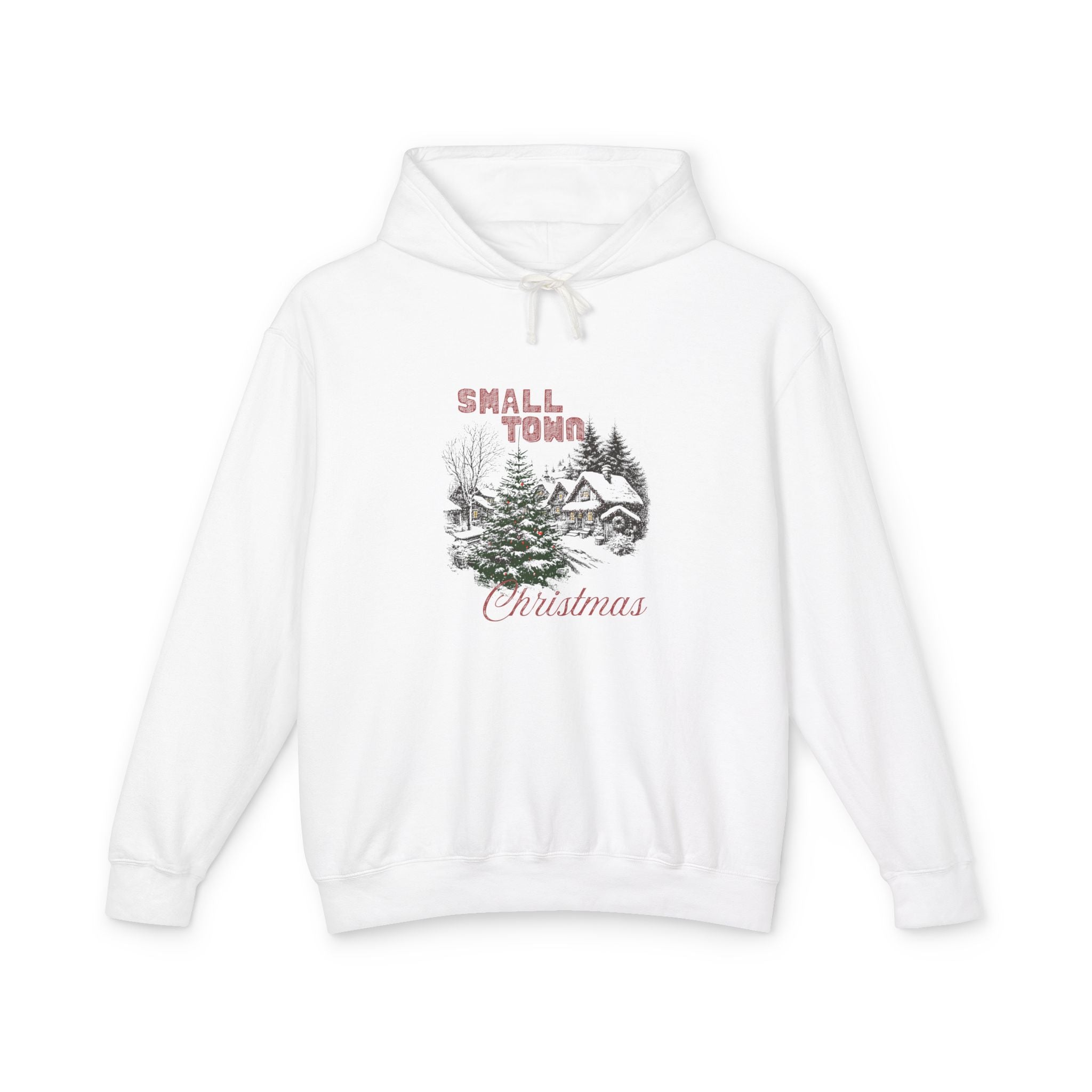 Small Town Christmas Women’s Hoodie – Cozy Holiday Lightweight Sweatshirt - 2 Colors!!