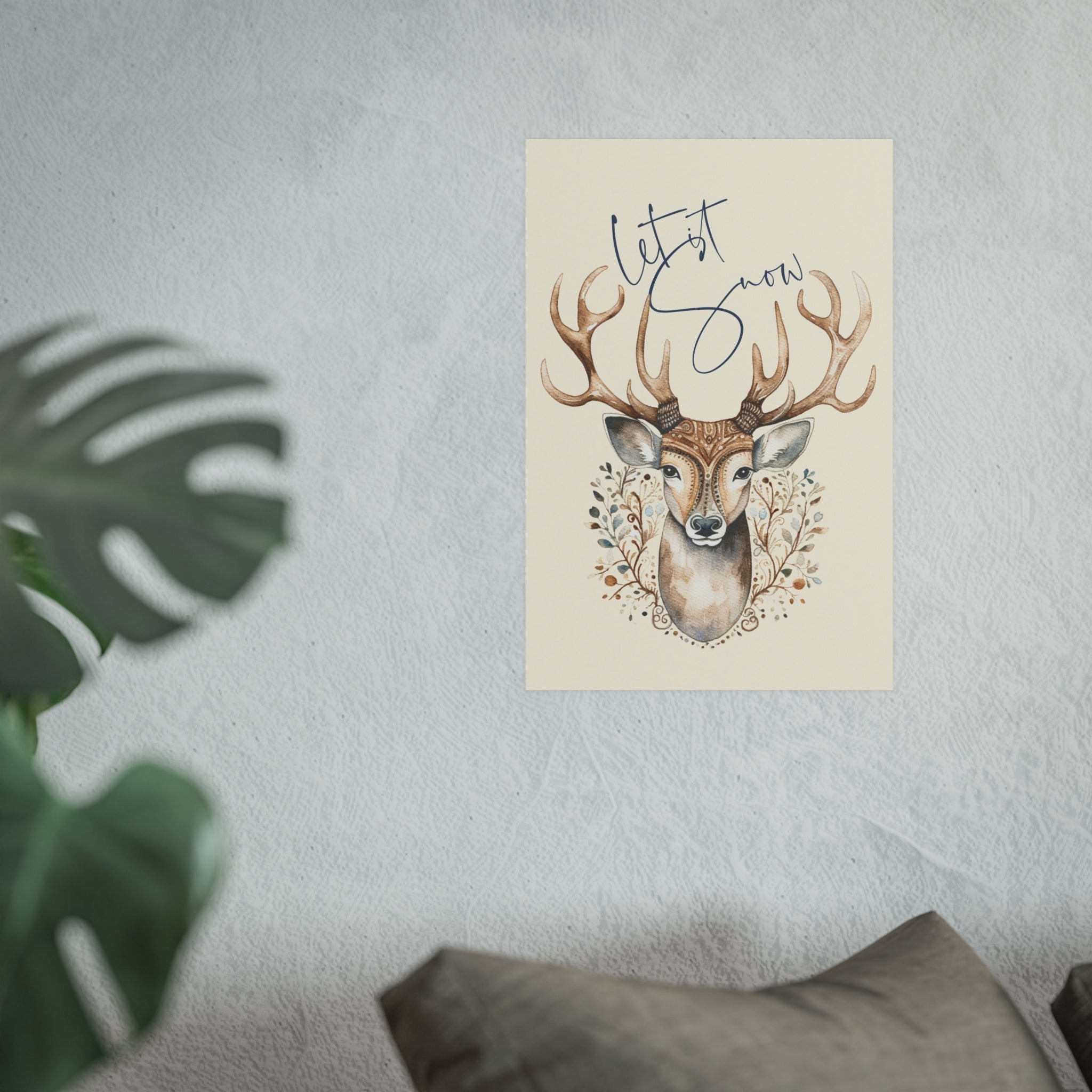 Let it Snow Winter Deer Wall Poster – Cozy Nature-Inspired Holiday Art - 2 Sizes!!