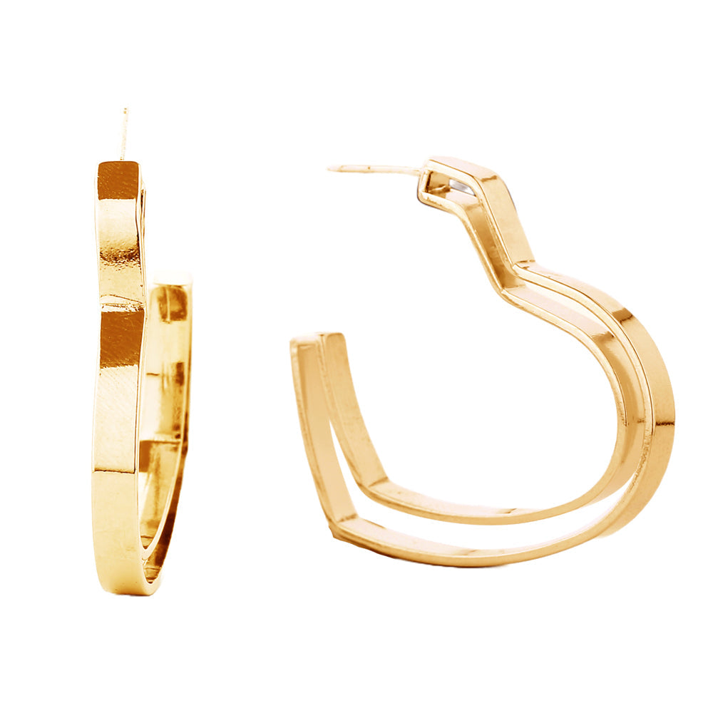 14K Gold Dipped Heart Hoop Earrings