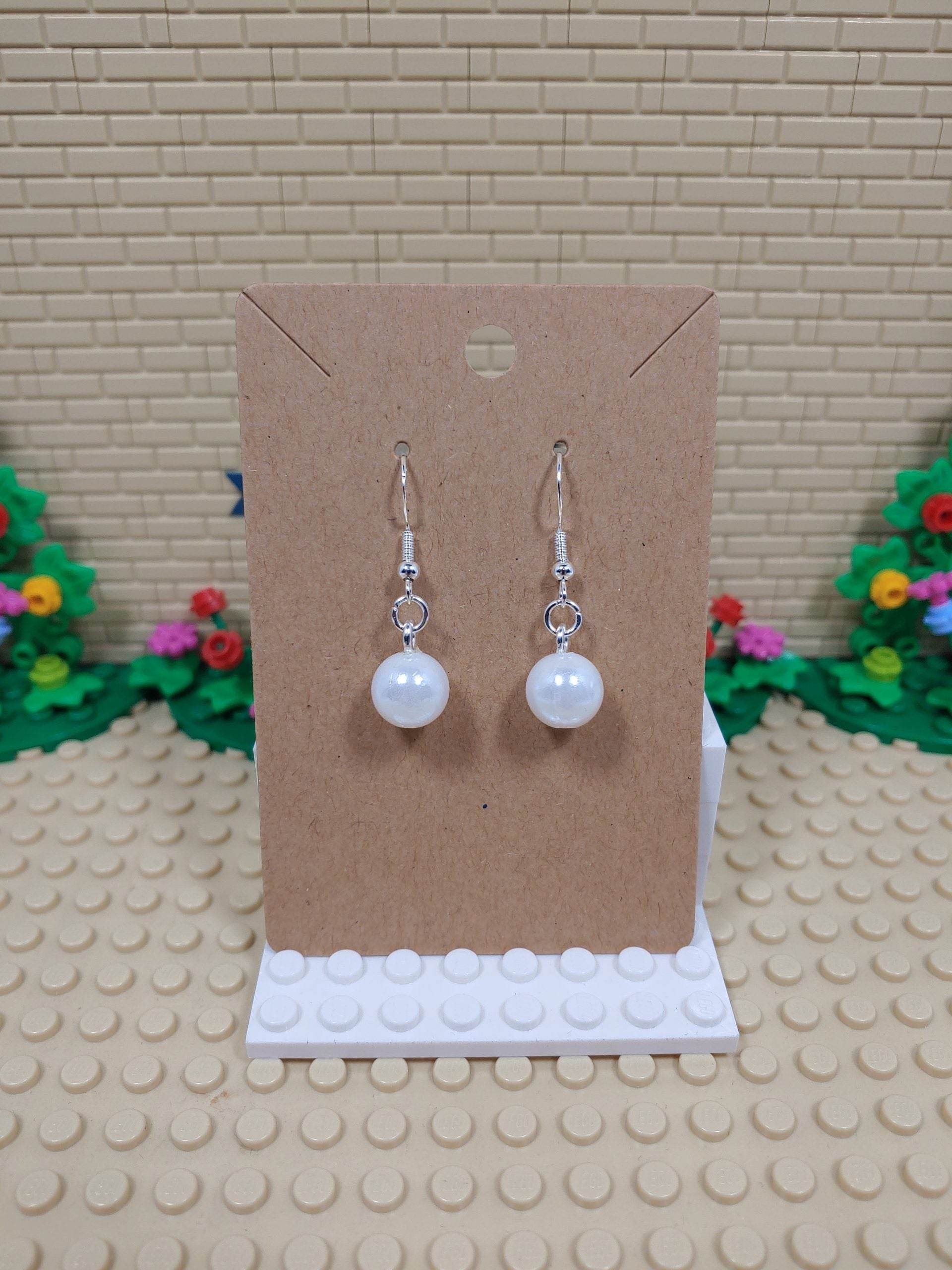 Beautiful Round Pearl Like Dangling Silver Plated Hook Earrings