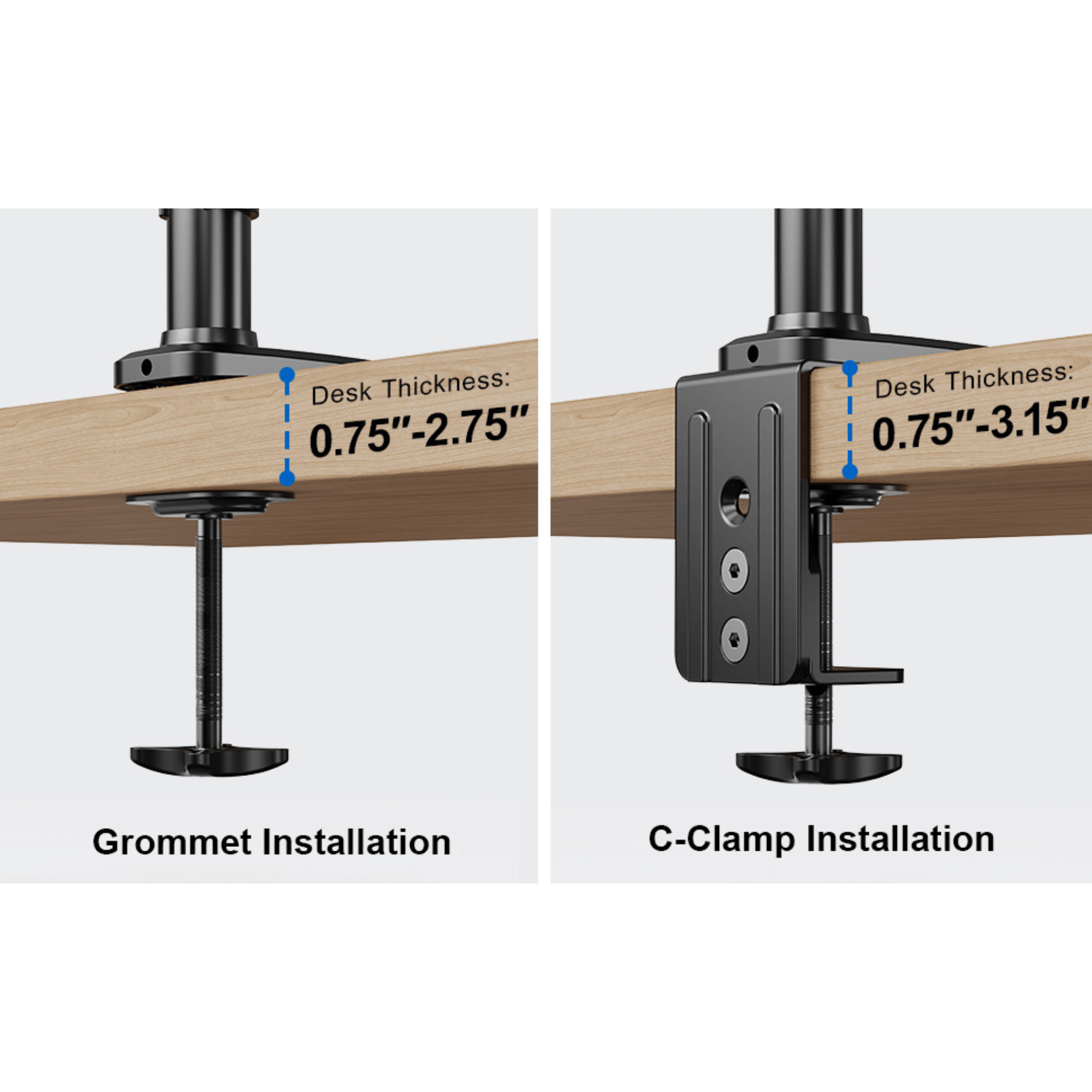 ErgoAV Gas Spring Desk Mount for Triple Monitors 13" to 32"