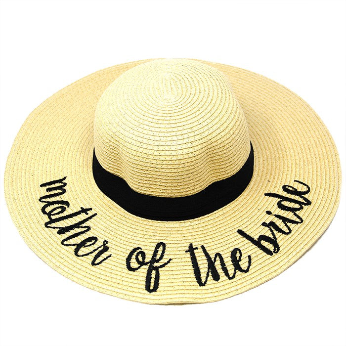 'Bride Tribe' Embroidery Straw Floppy Sun Hat