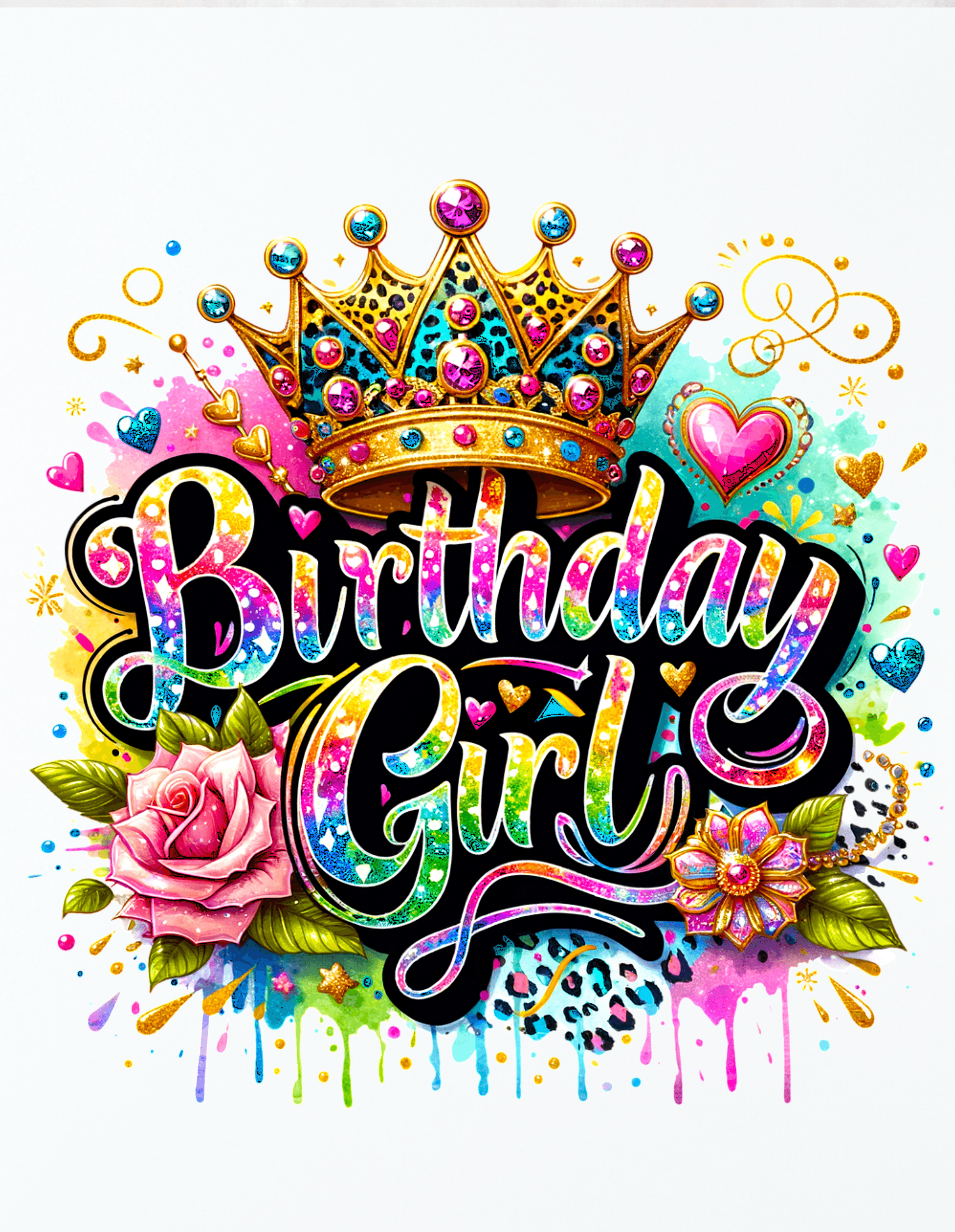 Very Colorful Birthday Girl Aluminum Sign 8x10