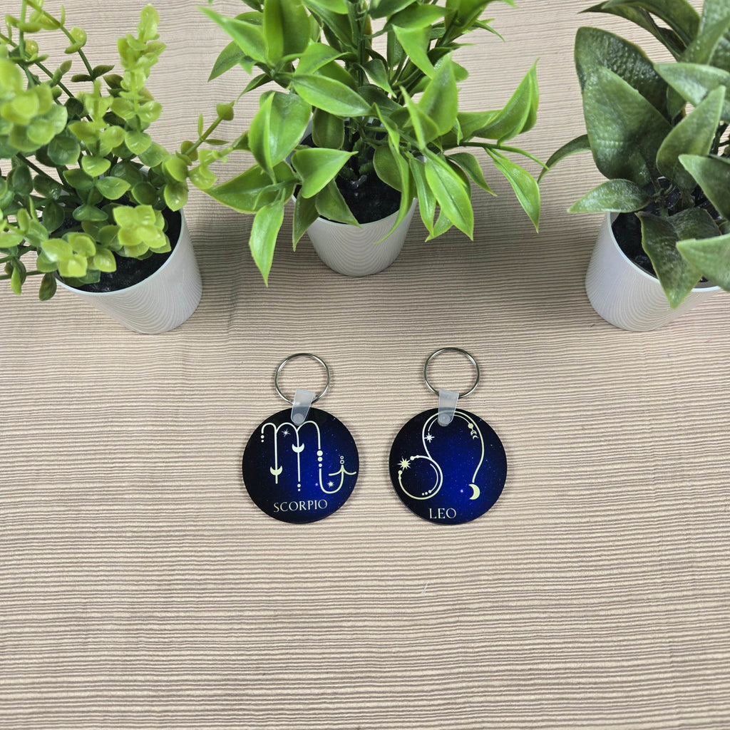 Zodiac Stars Constellation Round Key Chain (Multiple Designs Available)