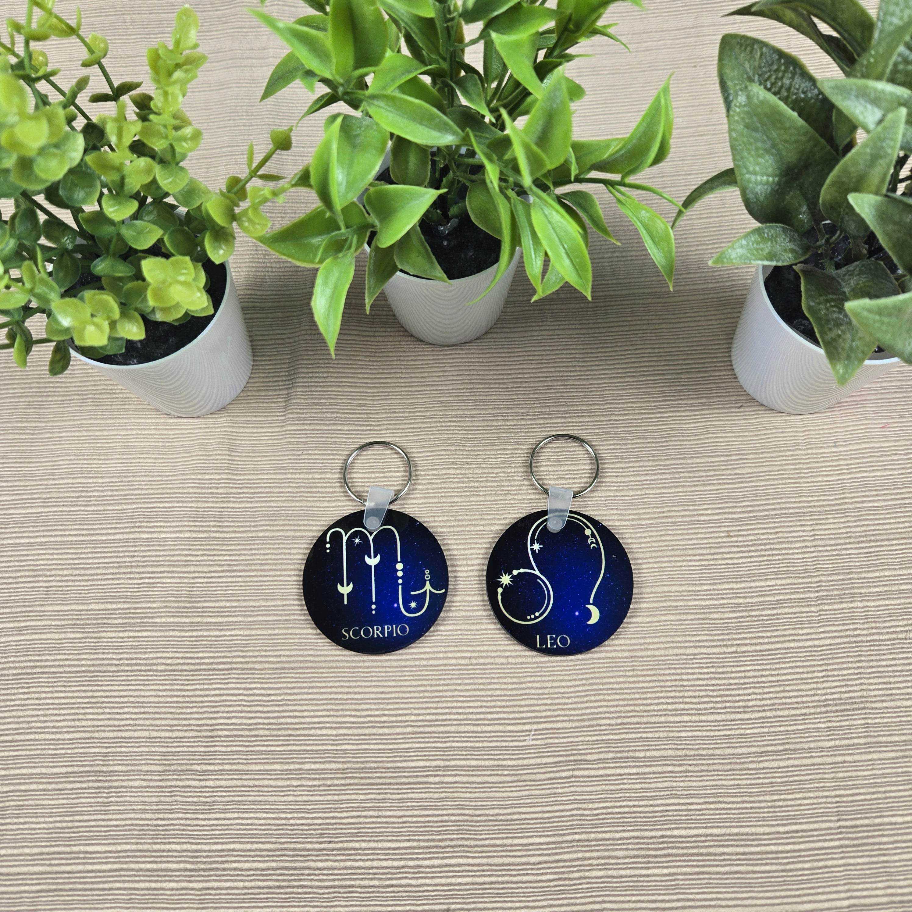 Zodiac Stars Constellation Round Key Chain (Multiple Designs Available)