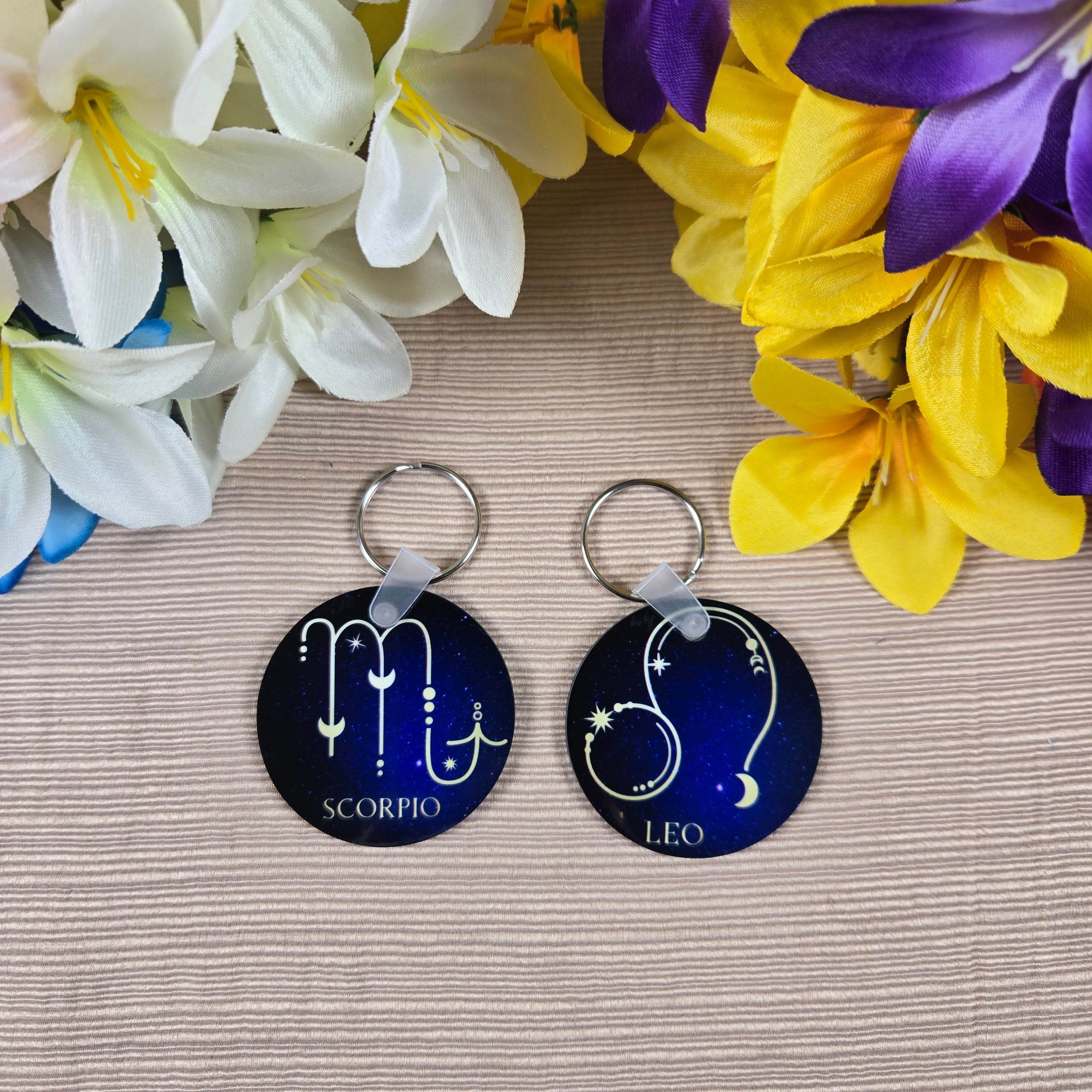Zodiac Stars Constellation Round Key Chain (Multiple Designs Available)