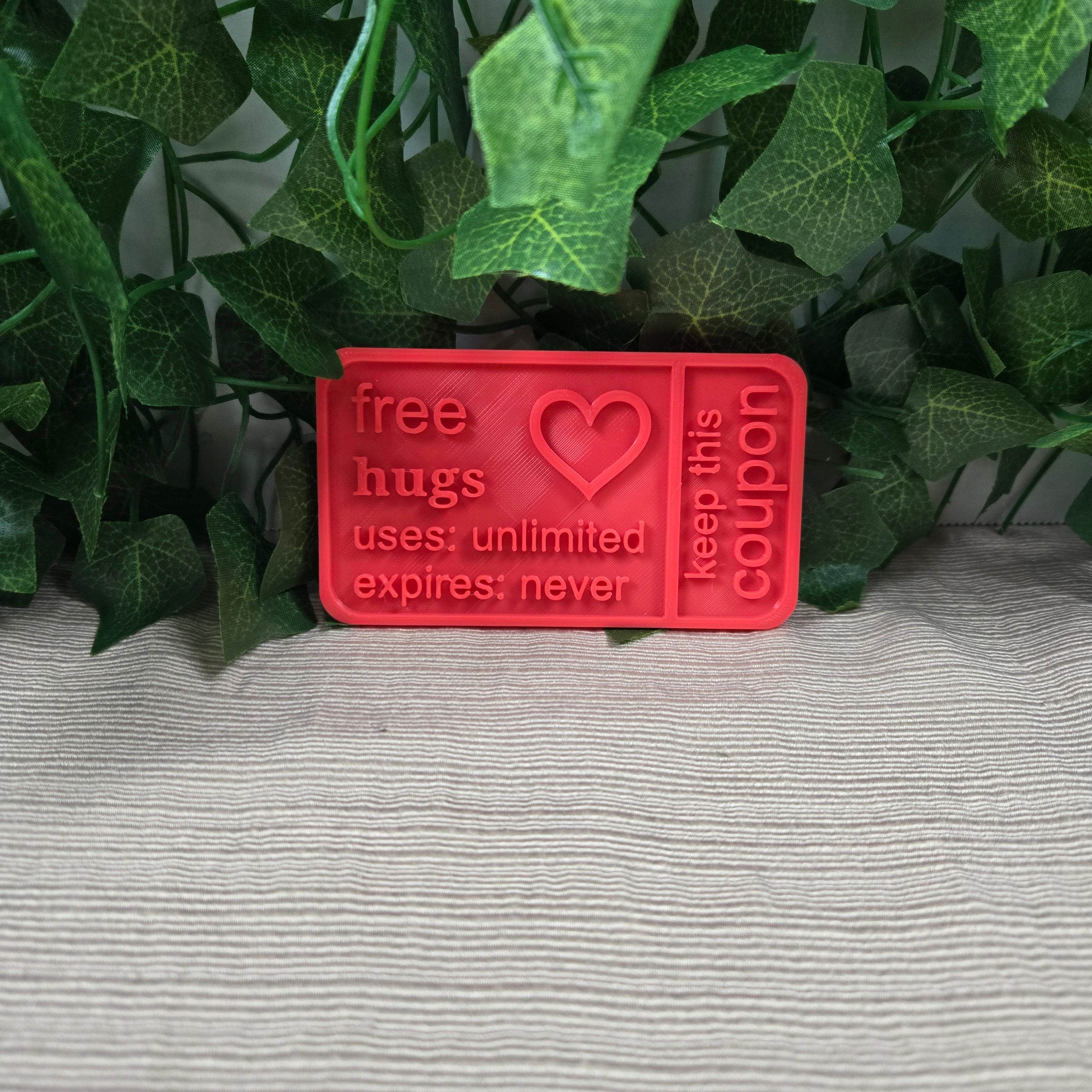 Free Hugs Coupon 3D Printed Available in Multiple Colors