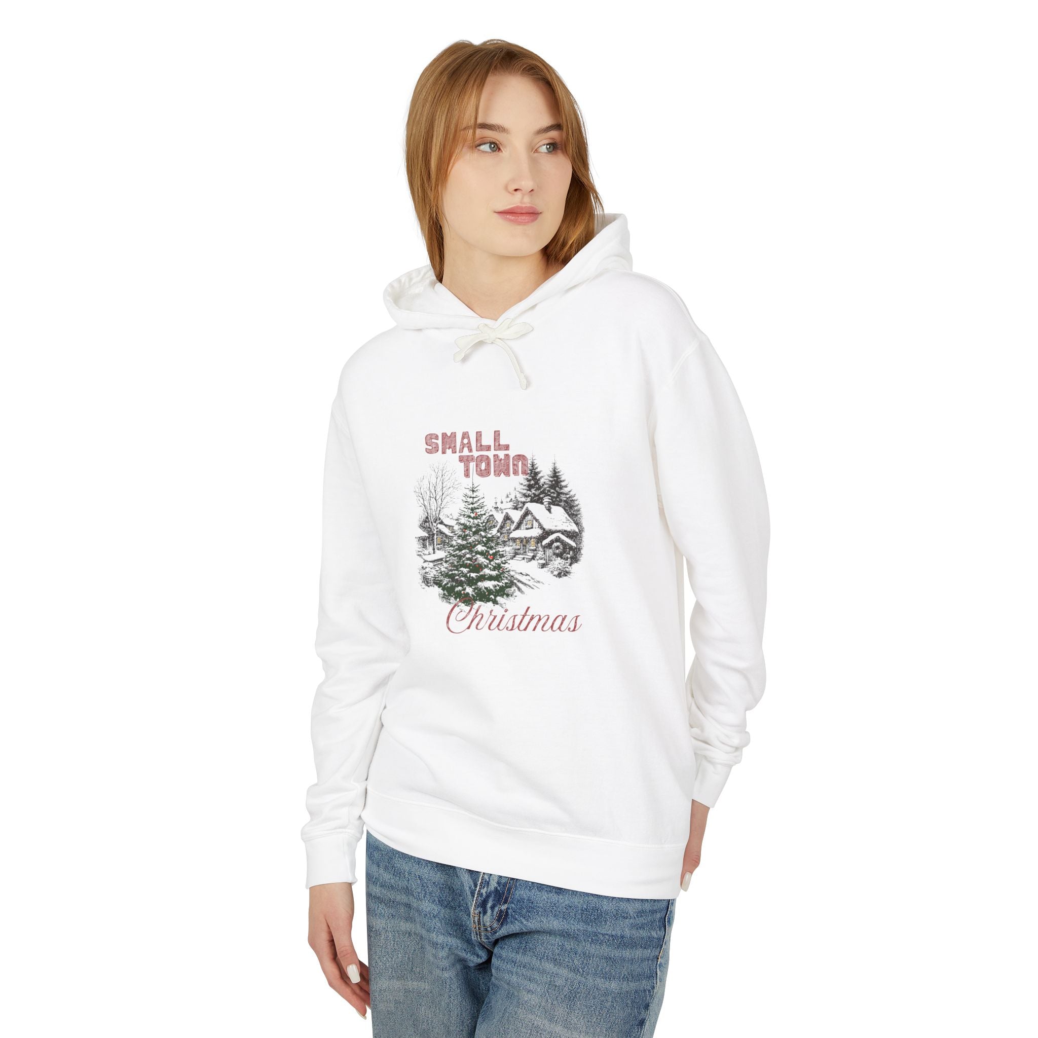 Small Town Christmas Women’s Hoodie – Cozy Holiday Lightweight Sweatshirt - 2 Colors!!