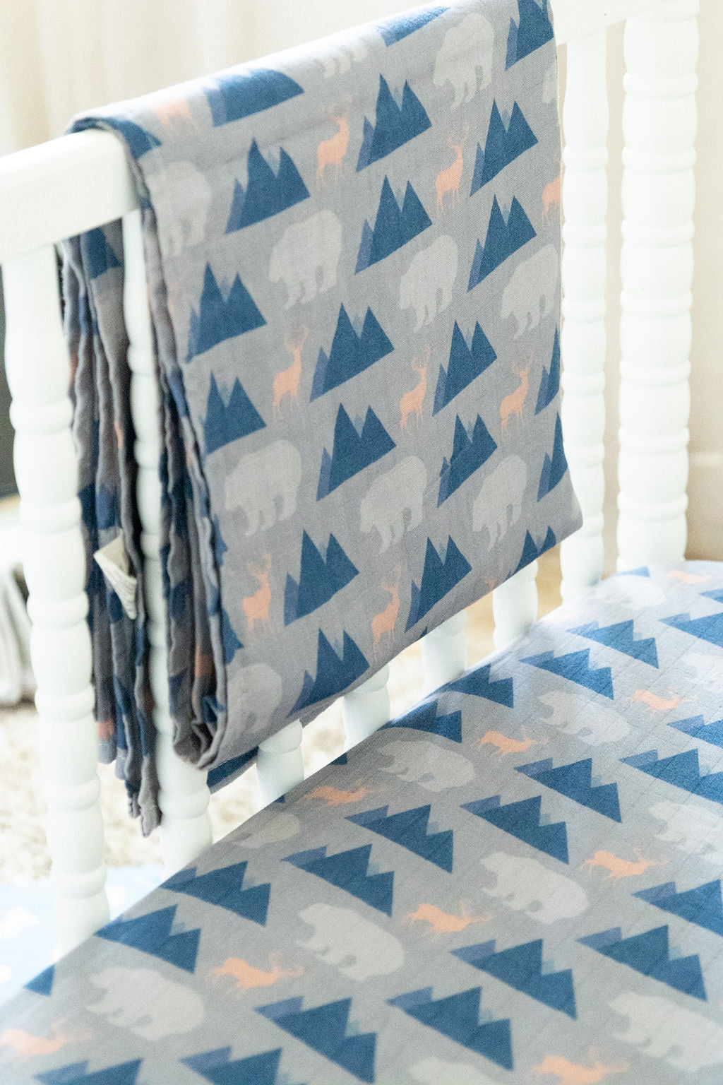 Organic Bamboo Cotton Muslin Swaddle Blanket in Rustic Retreat