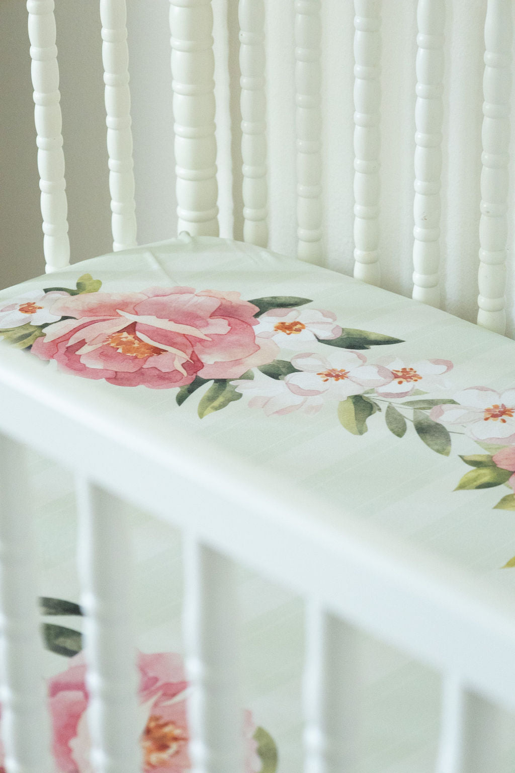 Jersey Knit Polyester Bedding Set in Pinstripes and Peonies