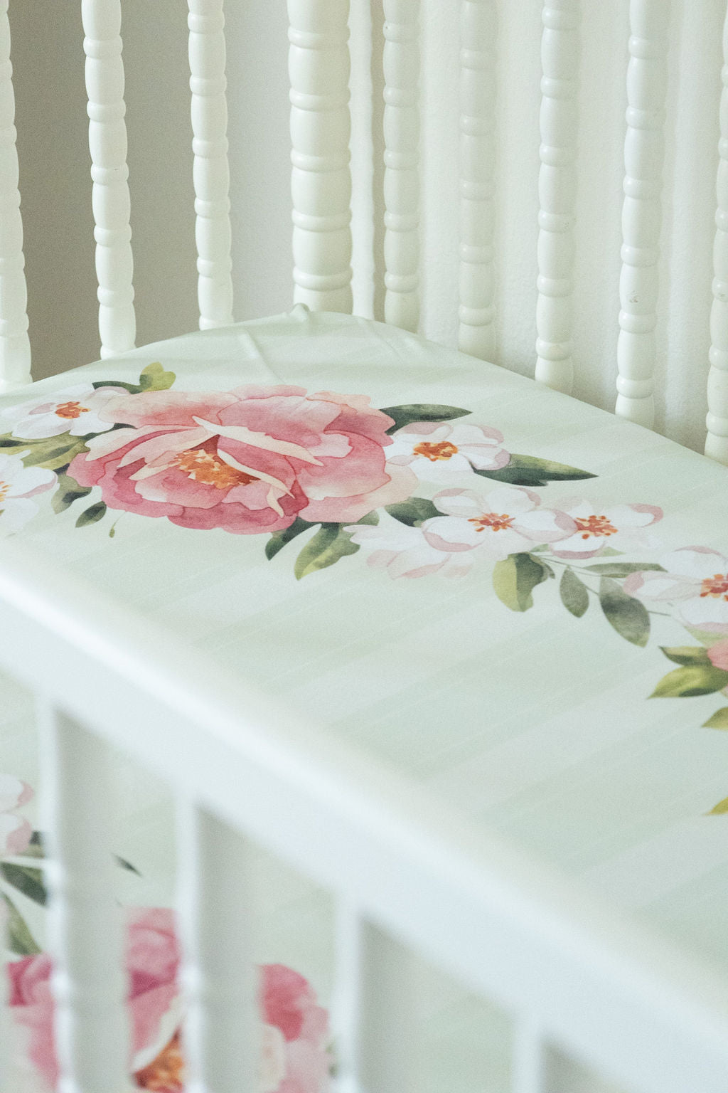Jersey Knit Polyester Bedding Set in Pinstripes and Peonies