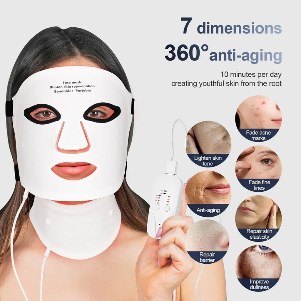 7-Color LED Face & Neck Mask – Wireless Skin Therapy