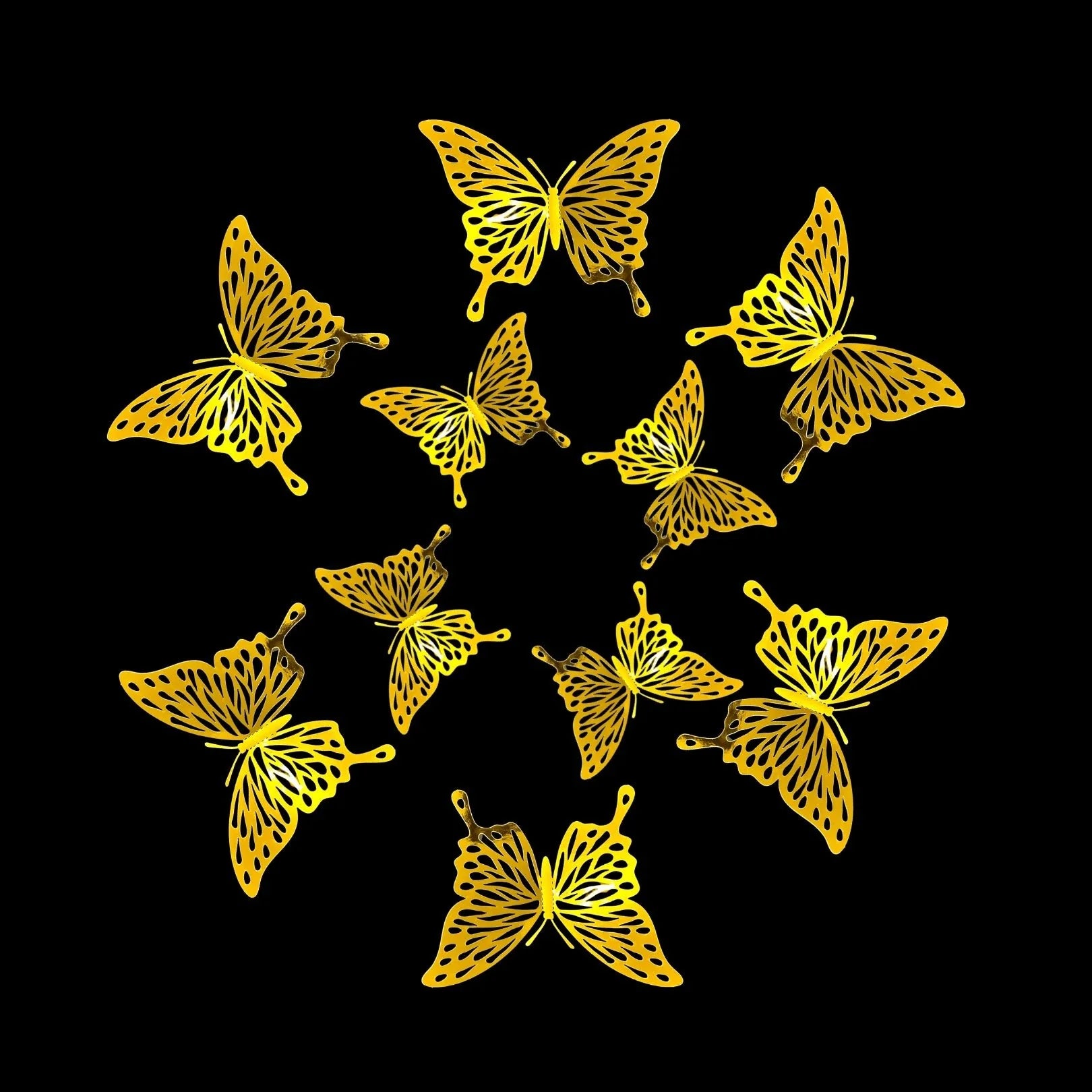 3D Gold Craft Butterflies Kids Room Wall Decor 12-Set