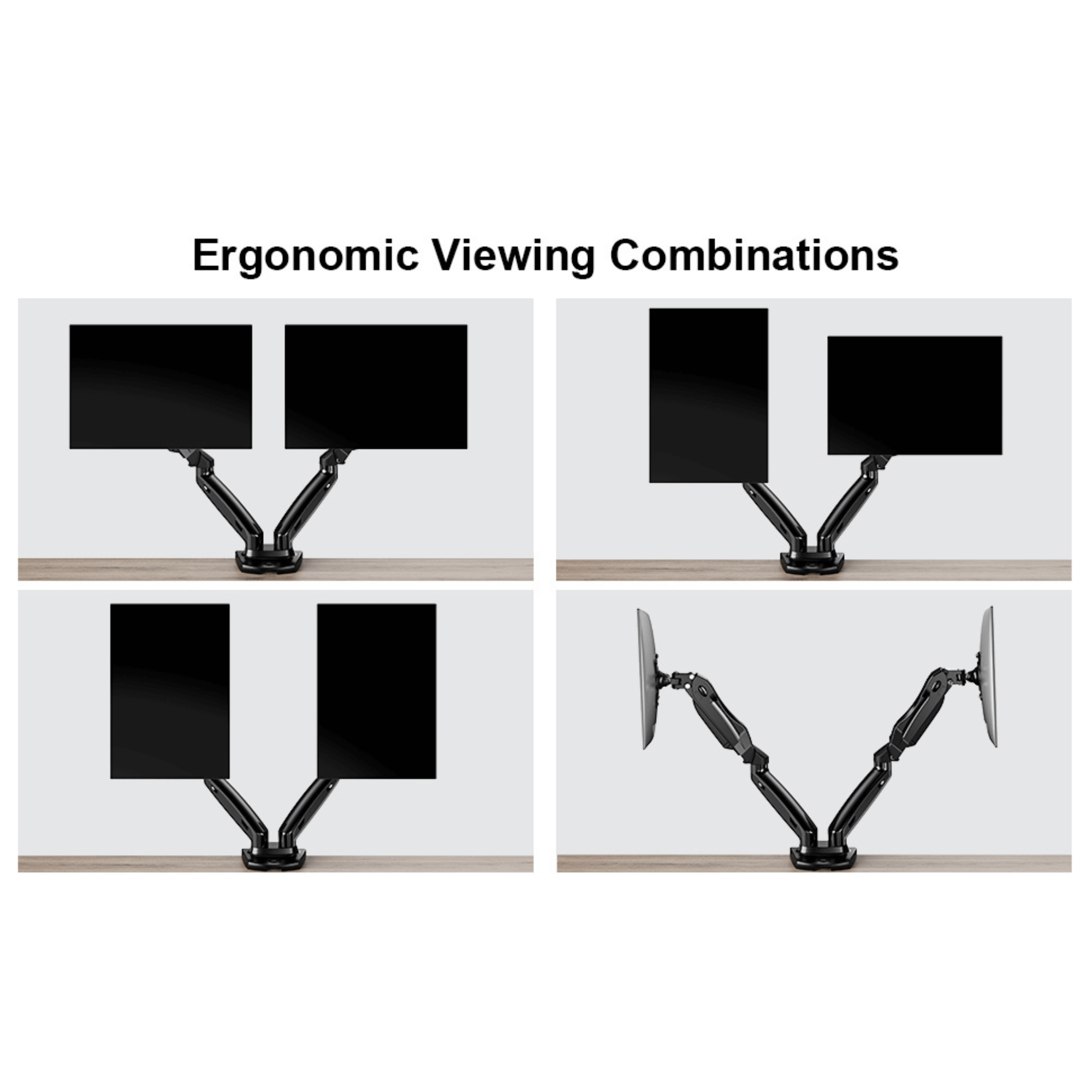 ErgoAV Gas Spring Desk Mount for Dual Monitors 13" to 27"