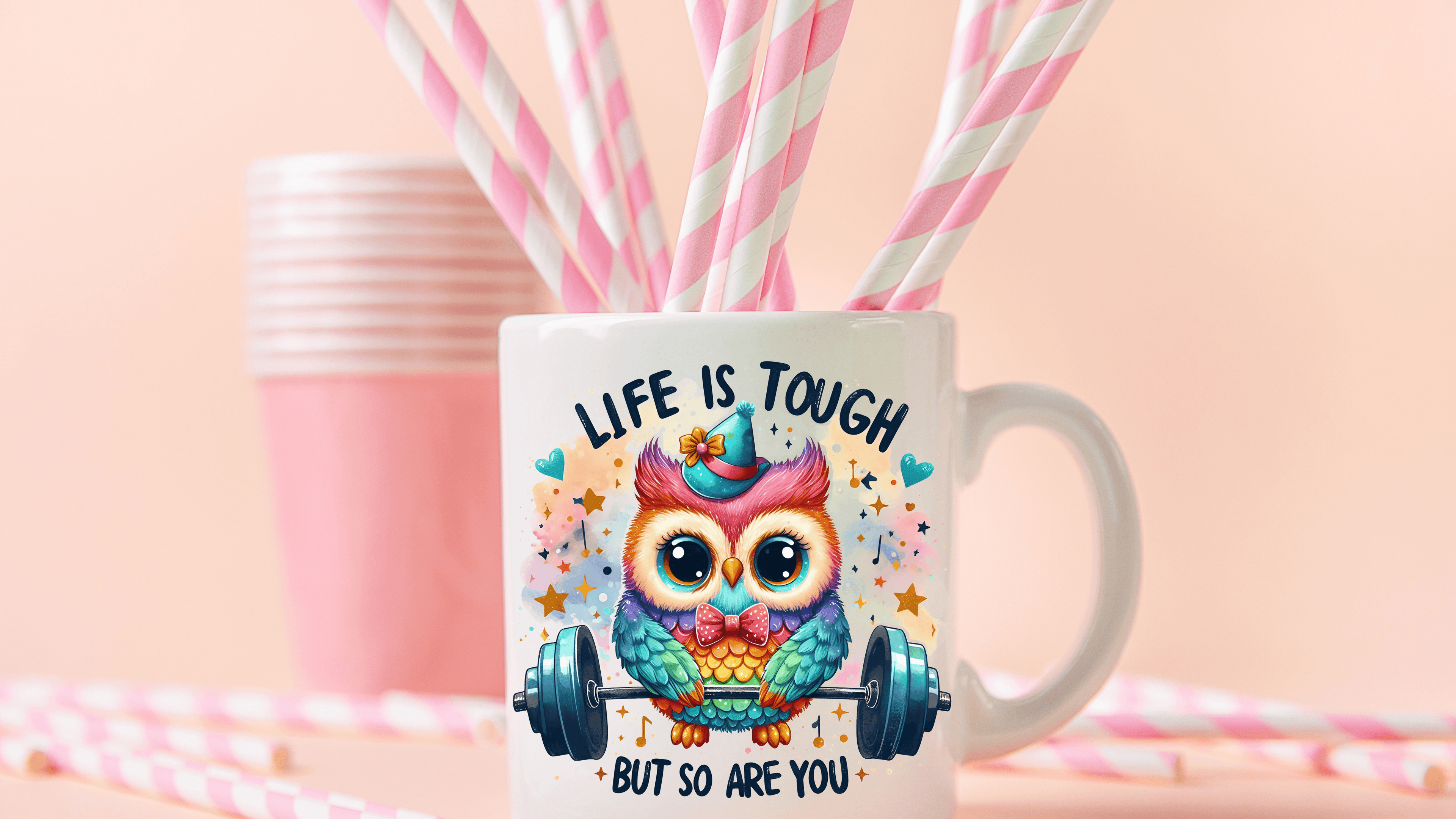 Life is Tough but So Are You Motivational Owl Coffee Mug