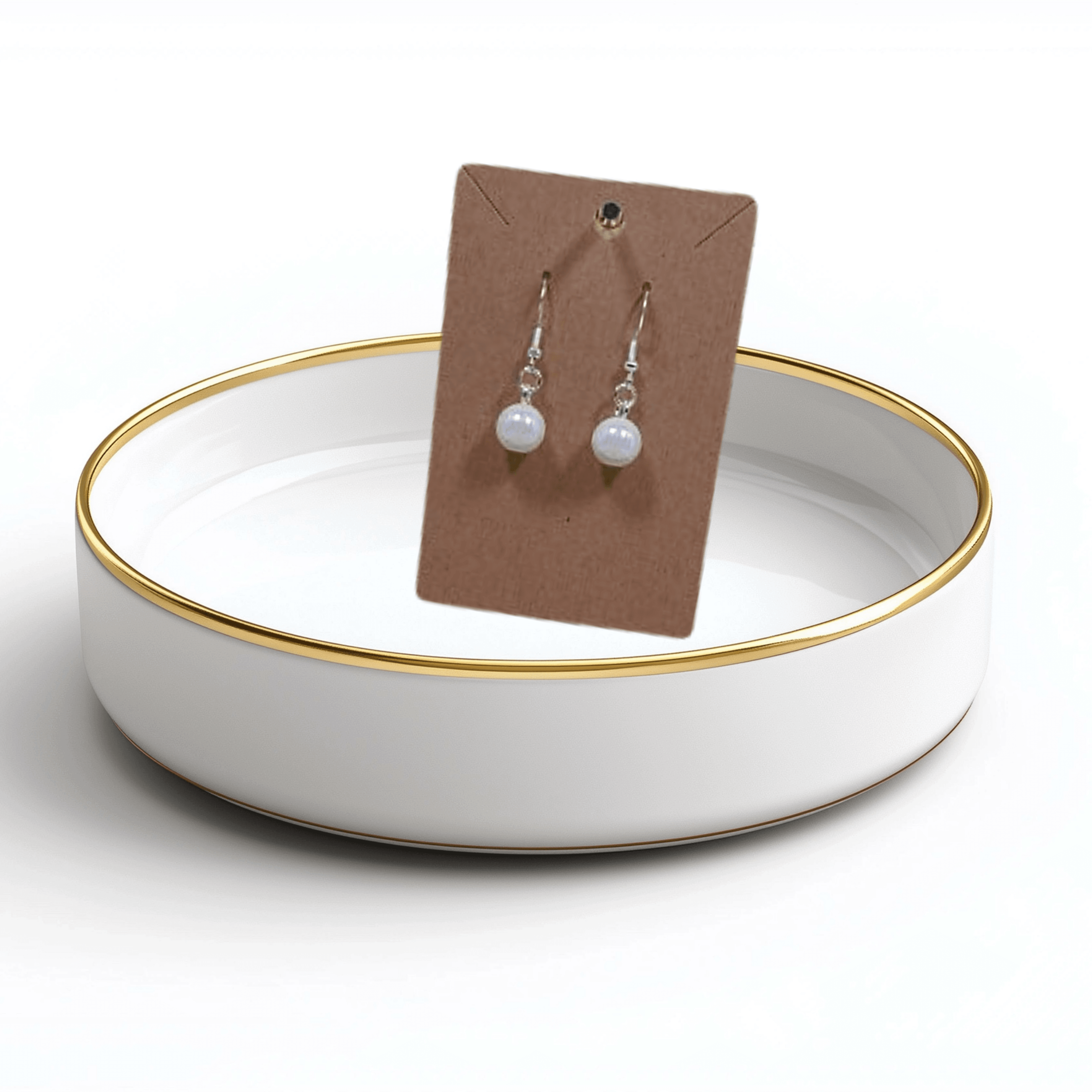 Beautiful Round Pearl Like Dangling Silver Plated Hook Earrings