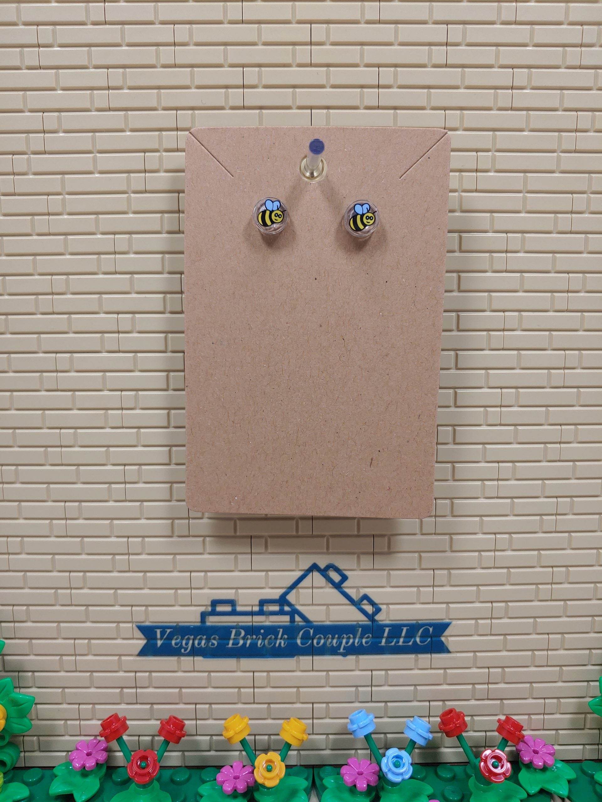 Lego® Bee Round Tile Stud Earrings