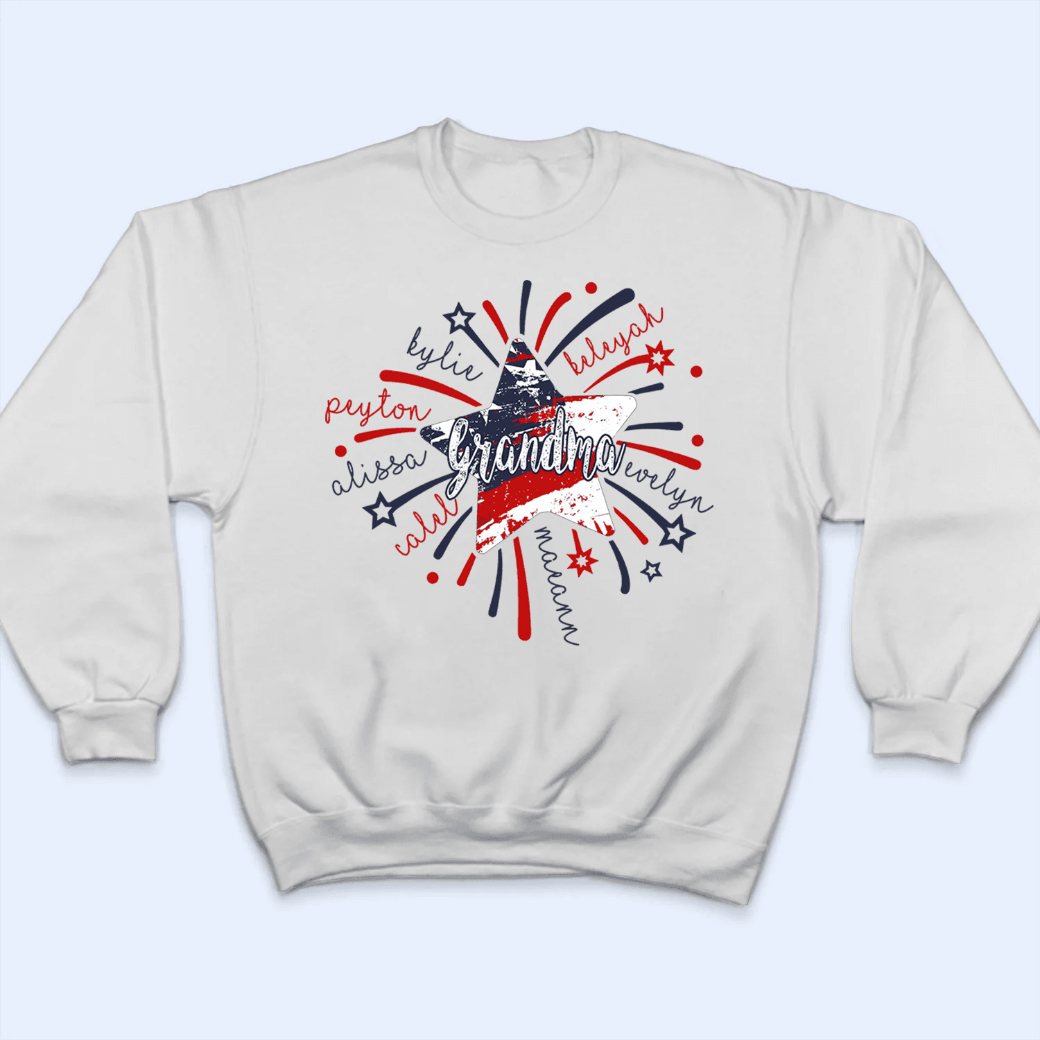 4th of July Firework America Flag - Personalized Custom T Shirt - Birthday, Loving, Funny Gift for Grandma/Nana/Mimi, Mom, Wife, Grandparent