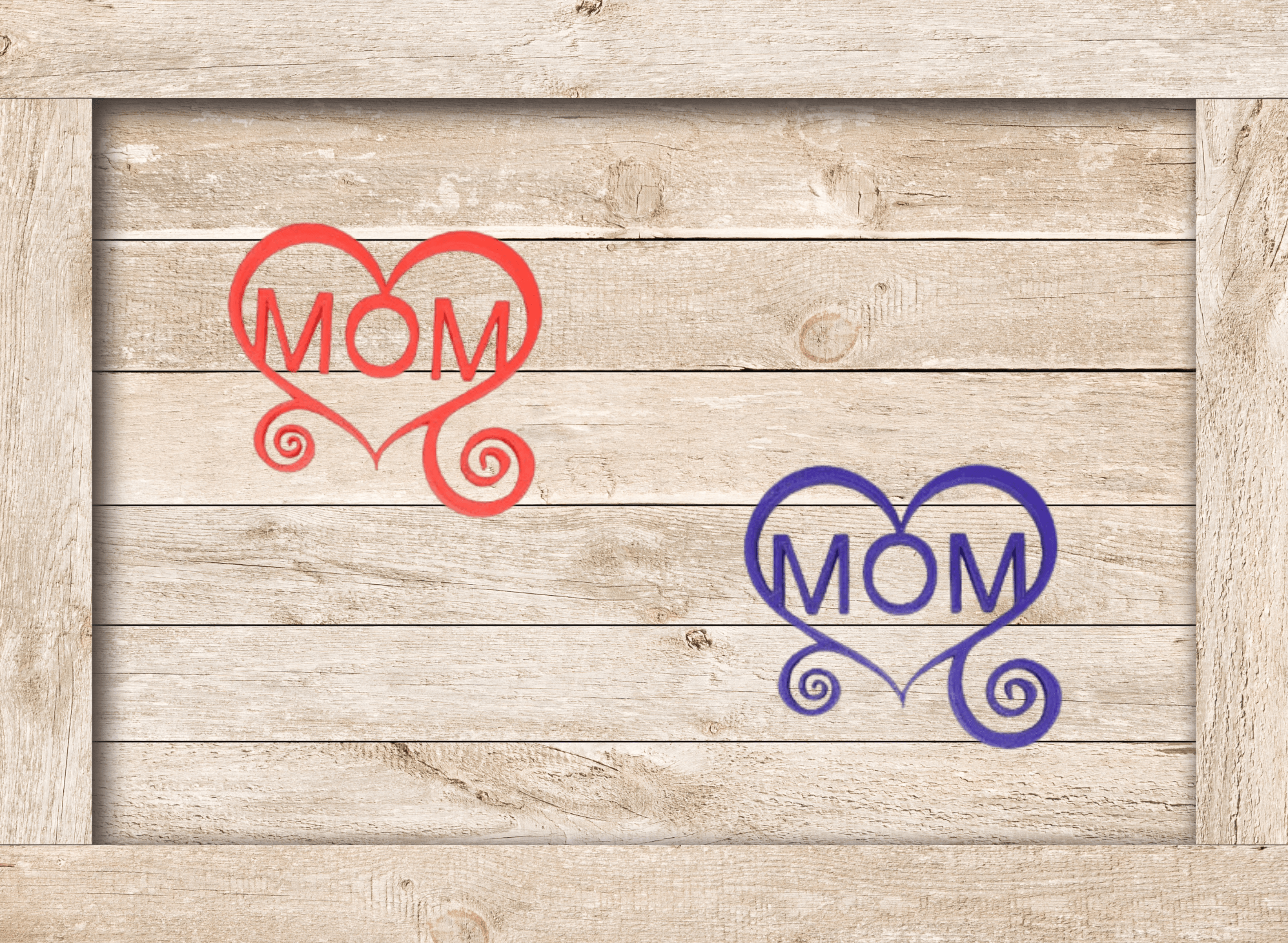 Beautiful 3D printed MOM in heart sign, Multiple Color Options Available