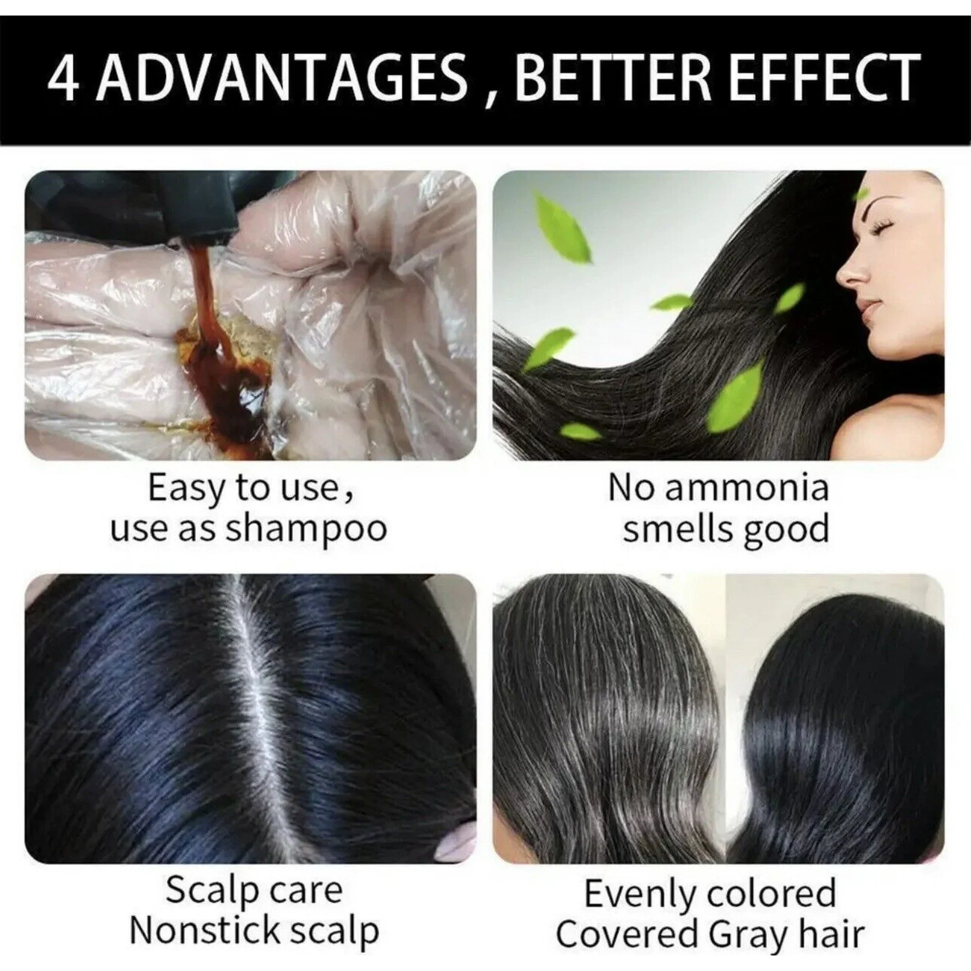 MEIDU 3 In 1 Black Hair Dye Shampoo