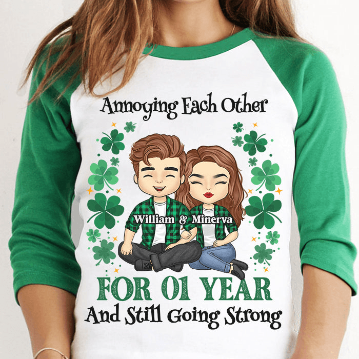 Annoying Each Other For Years And Still Going Strong  - Personalized Custom Baseball Tee Raglan Jersey T Shirt - St. Patrick's Day, Birthday, Loving, Funny Gift For Couples, Anniversary, Husband, Wife, Girlfriend, Boyfriend, Her/Him