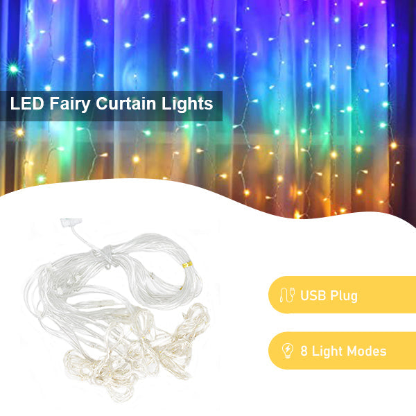 300 LED 9ftx9ft USB Fairy Curtain Fairy Light with Remote