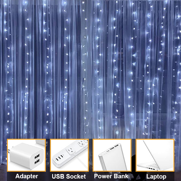 300 LED 9ftx9ft USB Fairy Curtain Fairy Light with Remote