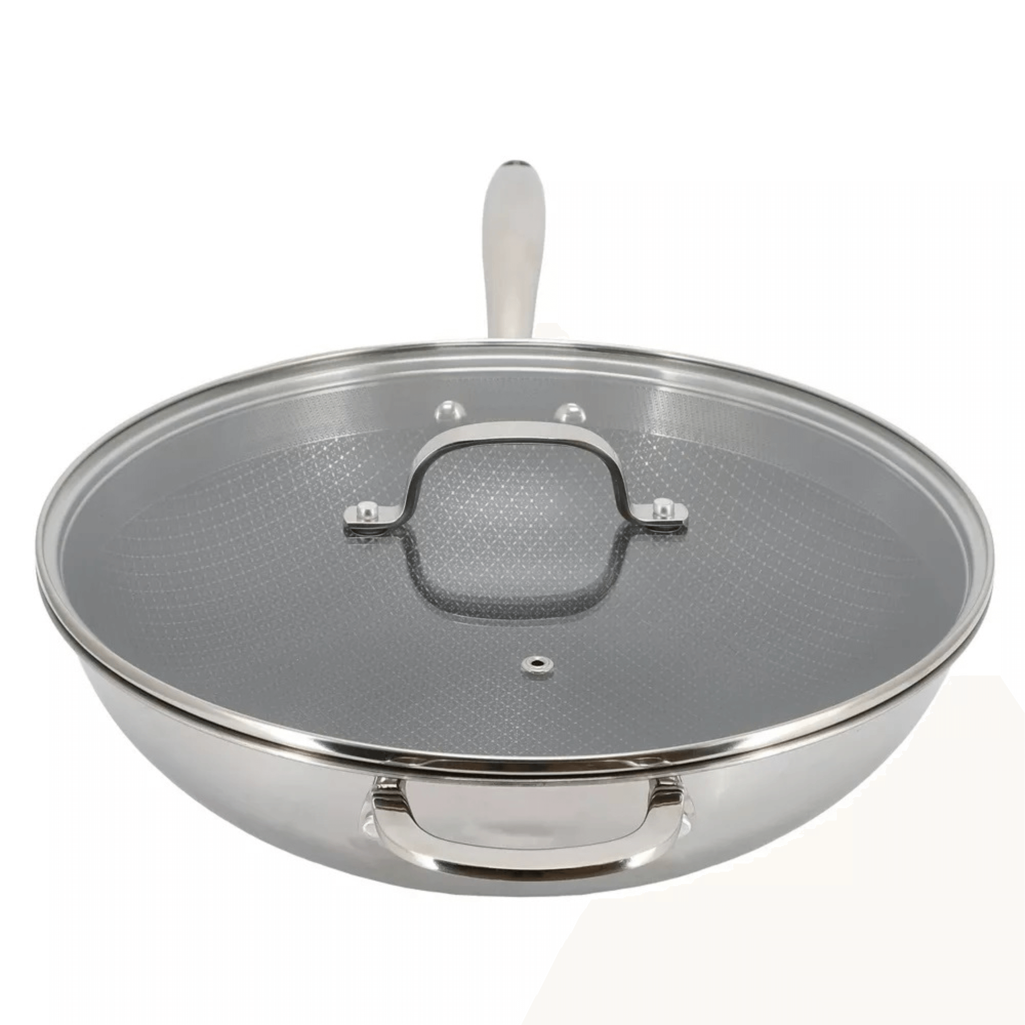 Better Chef 12.5-Inch 3-Ply Stainless Steel Nonstick Wok with Lid