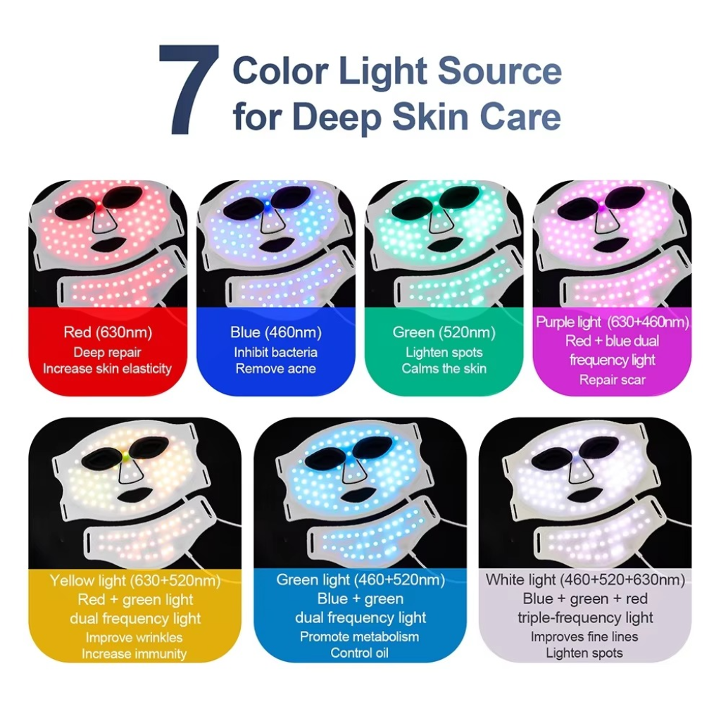 7-Color LED Face & Neck Mask – Wireless Skin Therapy