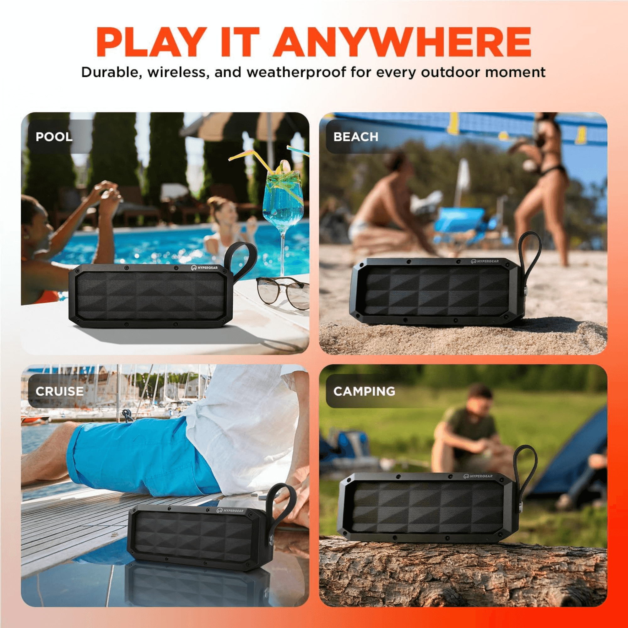 HyperGear Beast XL Water-Resistant Wireless Speaker