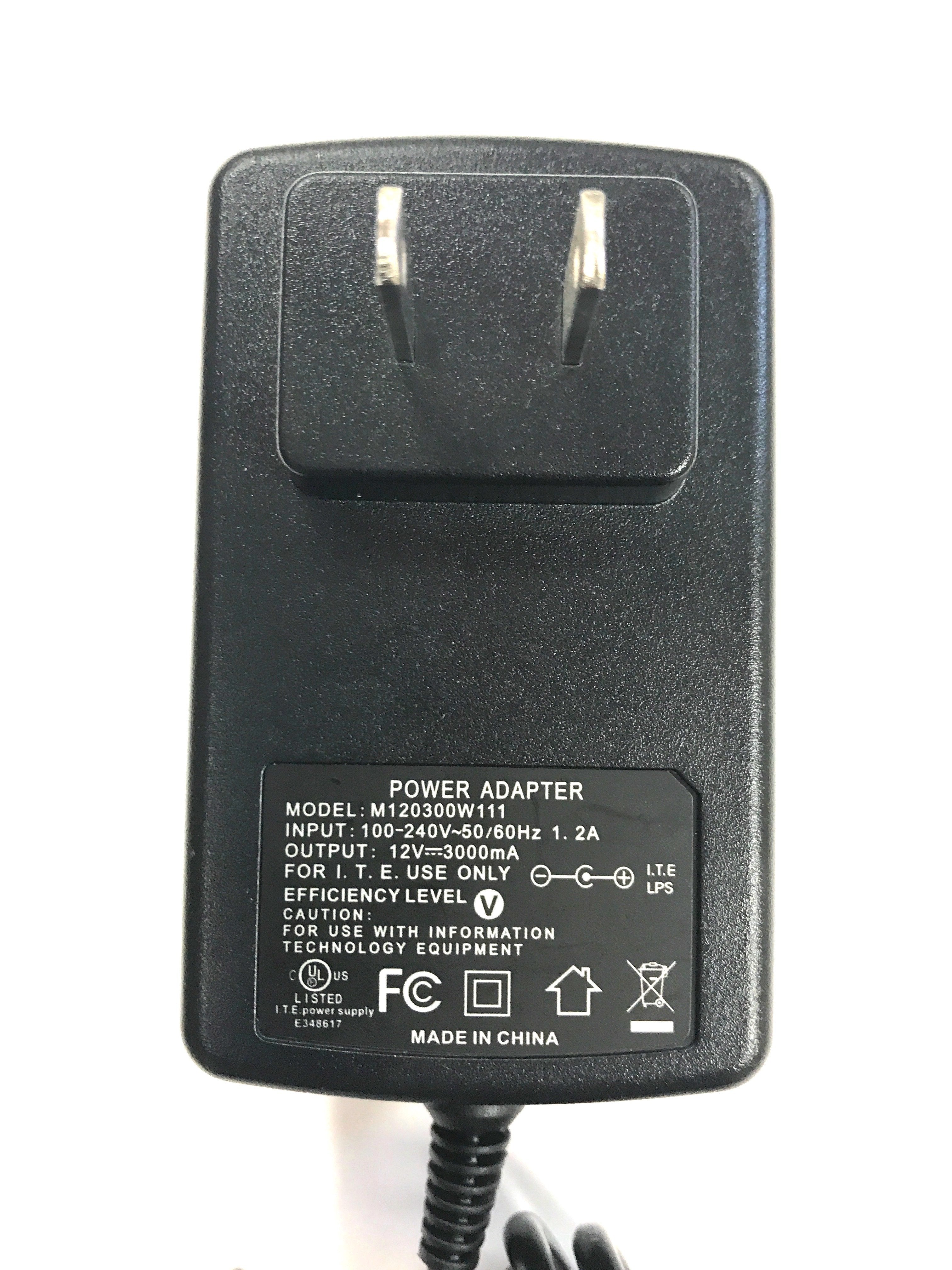 Naxa AC Adapter Power Supply Charger for LED LCD TVs and TV-DVD Televisions up to 15" (12V, 3A, 36W, 2.1mm x 5.5mm)
